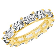 3,5 Ct. Tw. Esmeralda Diamante Eternidad Este-Oeste Engarce Compartido H, VS