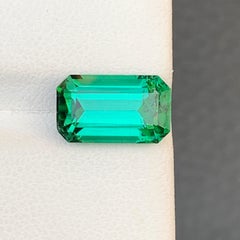 3.5 Cts Greenish Blue Emerald Cut Tourmaline Gemstone for Ring Jewellery 11mm