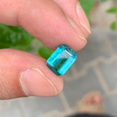 3,5 cts Gema Turmalina Azul Neón talla Esmeralda para Joyería 10 mm