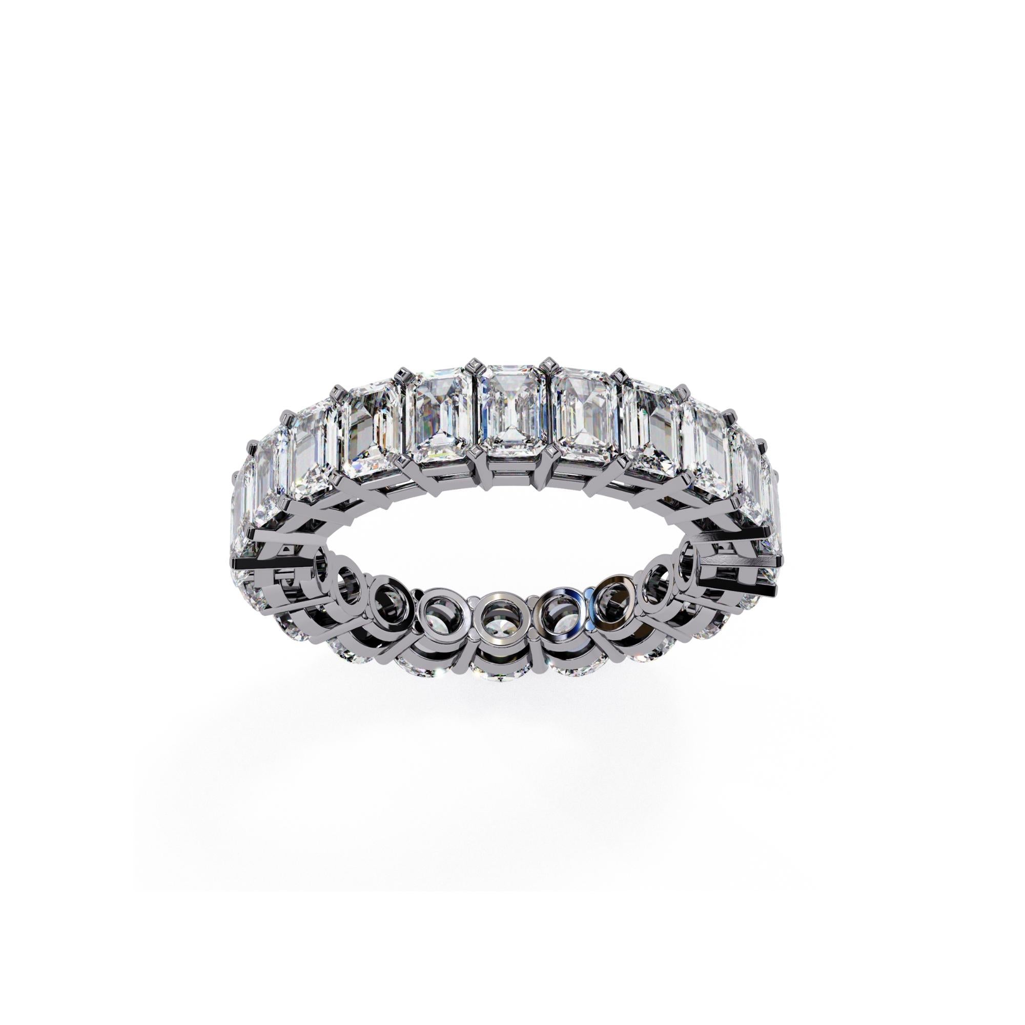 Eternity-Ring, 3,5 Karat Smaragd und runder Diamant, 14 Karat Solild Gold im Angebot 7