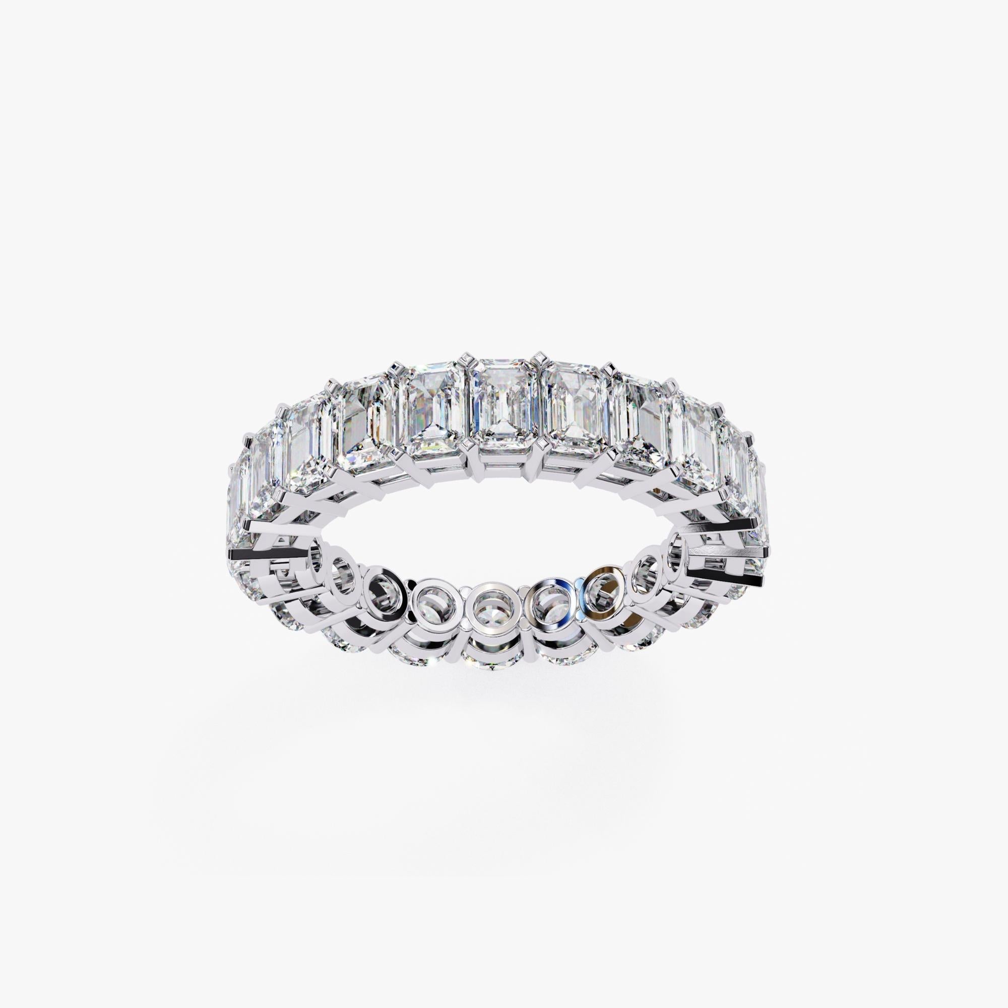 Eternity-Ring, 3,5 Karat Smaragd und runder Diamant, 14 Karat Solild Gold (Zeitgenössisch) im Angebot
