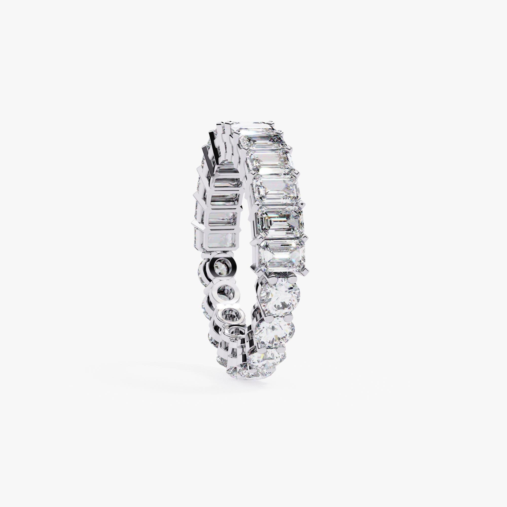Eternity-Ring, 3,5 Karat Smaragd und runder Diamant, 14 Karat Solild Gold (Rundschliff) im Angebot