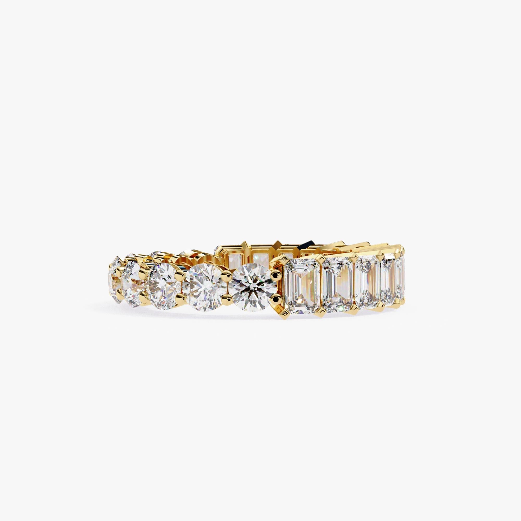 Eternity-Ring, 3,5 Karat Smaragd und runder Diamant, 14 Karat Solild Gold für Damen oder Herren im Angebot