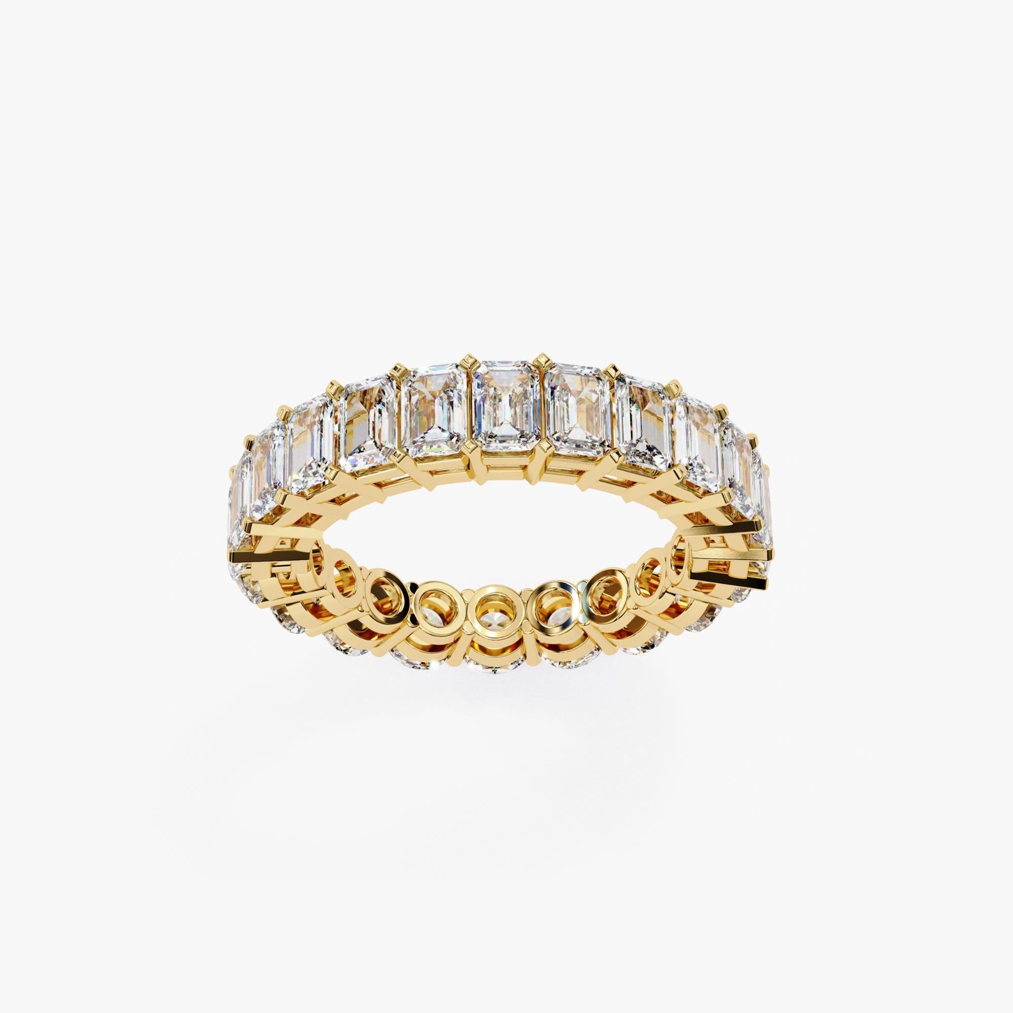 Eternity-Ring, 3,5 Karat Smaragd und runder Diamant, 14 Karat Solild Gold im Angebot 1