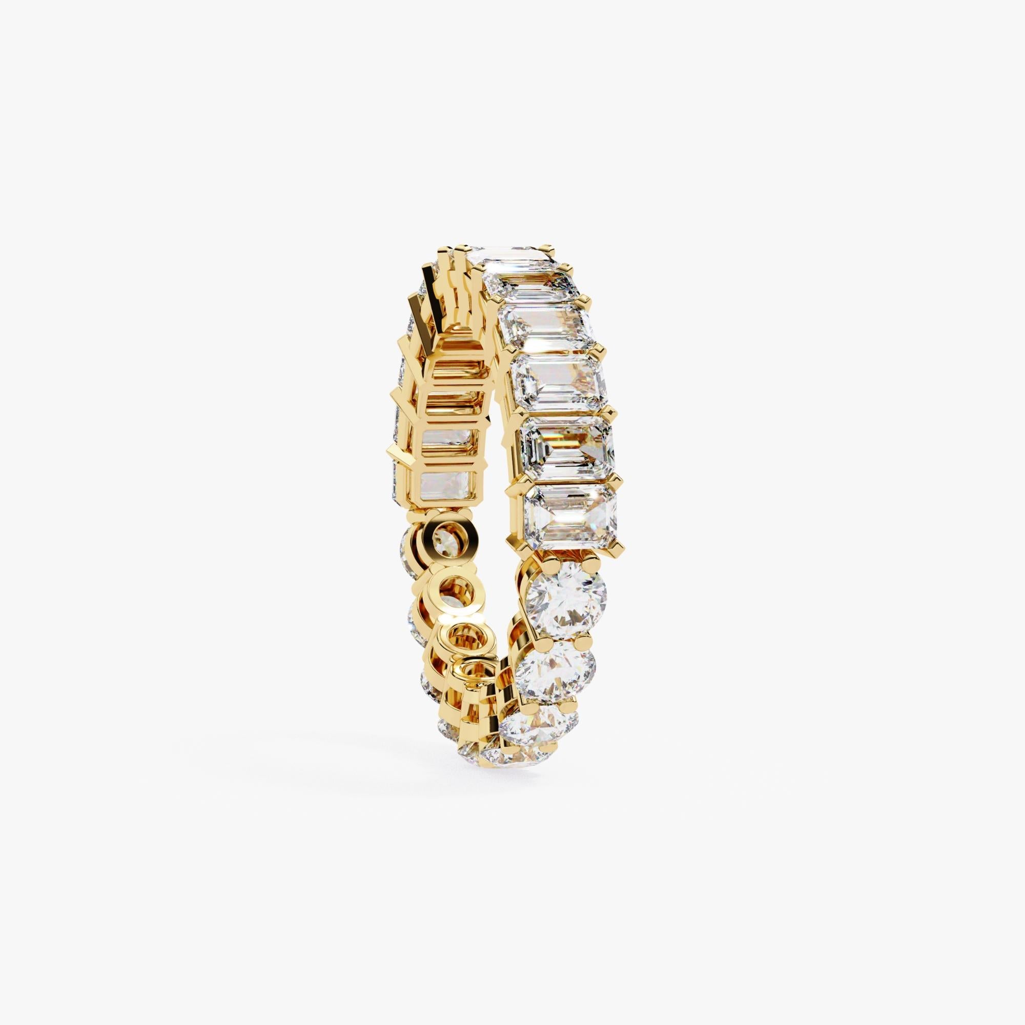 Eternity-Ring, 3,5 Karat Smaragd und runder Diamant, 14 Karat Solild Gold im Angebot 2