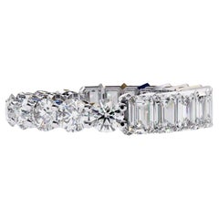 3.5 Ctw, Emeraude et diamant rond bague d'éternité, bracelet d'éternité, or 14K Solild