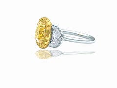Solitaire, 3.5 Carat Fancy Yellow, Halo Ring,  GIA Certified VS Diamond Ring