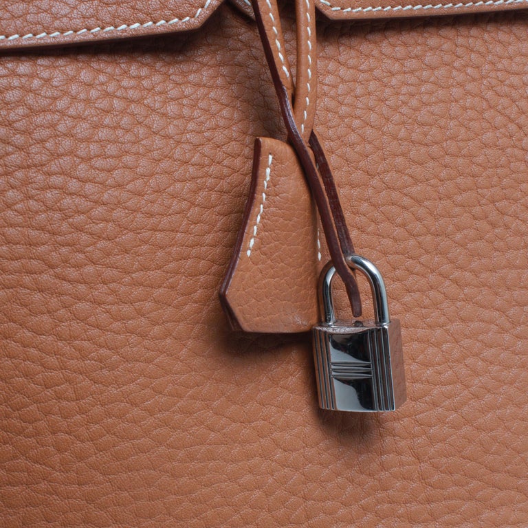 35 Hermes Birkin, brown with dust cover and silver hardware stamped K at 1stdibs