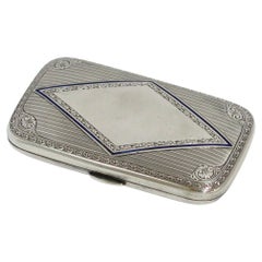 European Silver Alfred Antique Rhombus Pattern Cigarette Case/Box