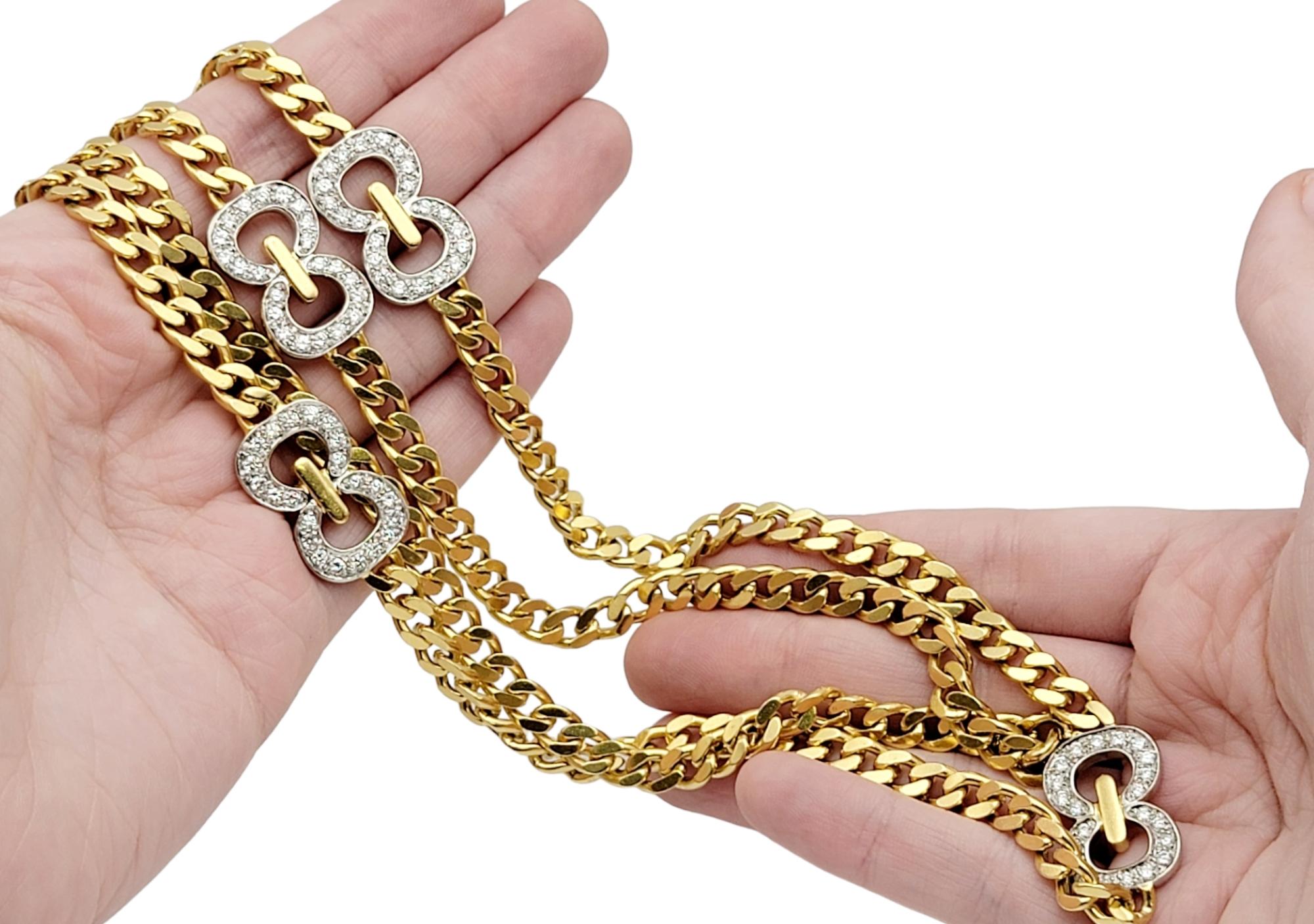 Cuban Link Necklace with Diamond Infinity Stations in 18 Karat Gold For Sale 6