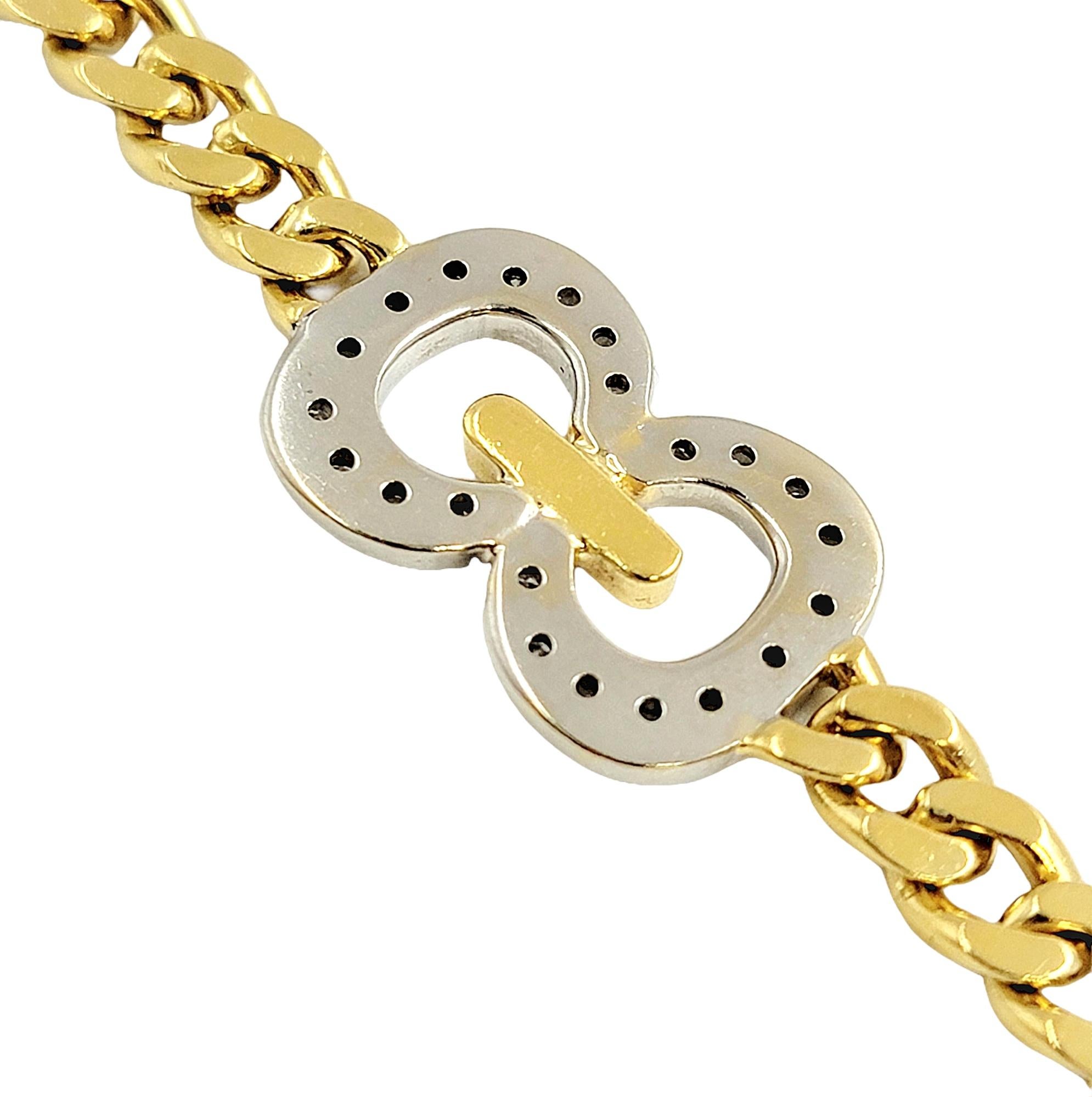 Women's Cuban Link Necklace with Diamond Infinity Stations in 18 Karat Gold For Sale
