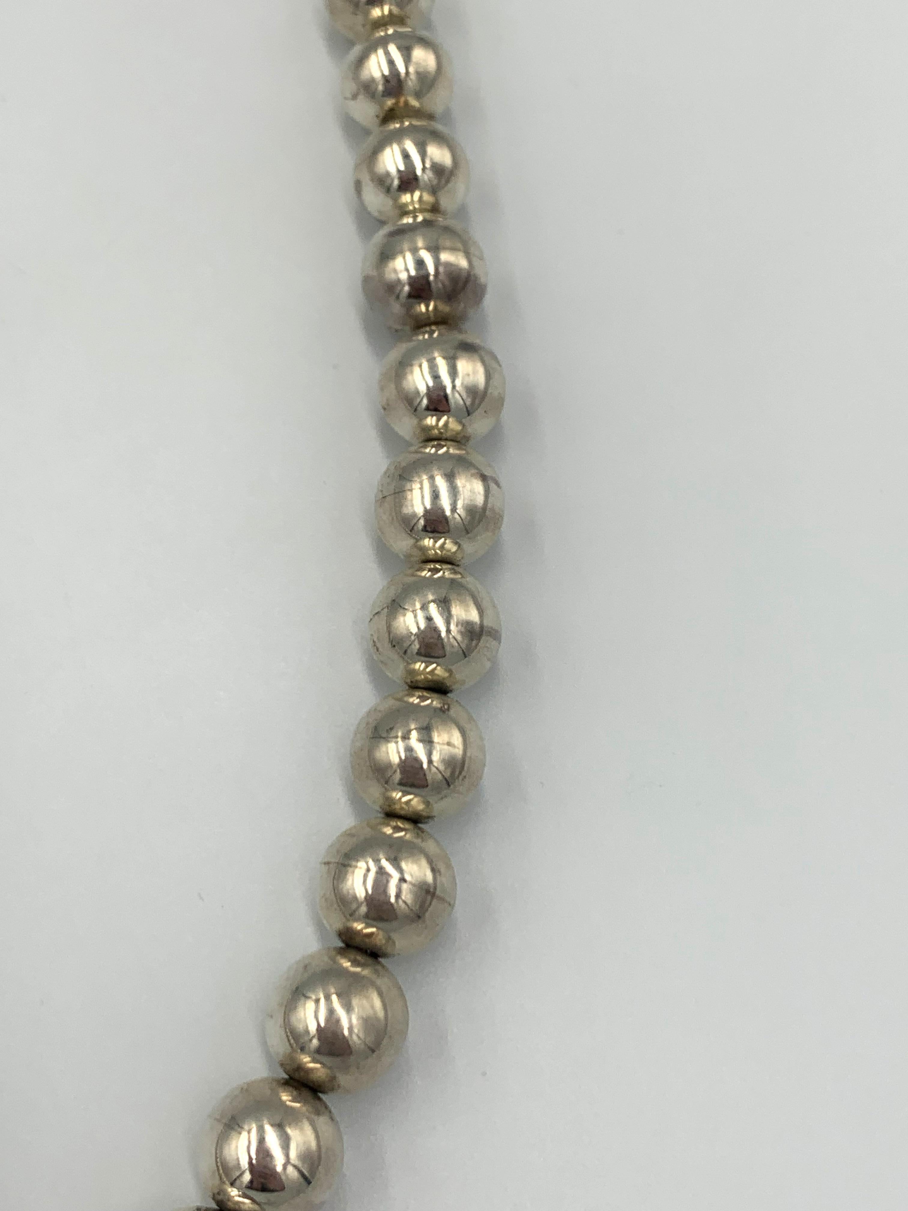 Collar de plata de ley con perlas navajo de 35