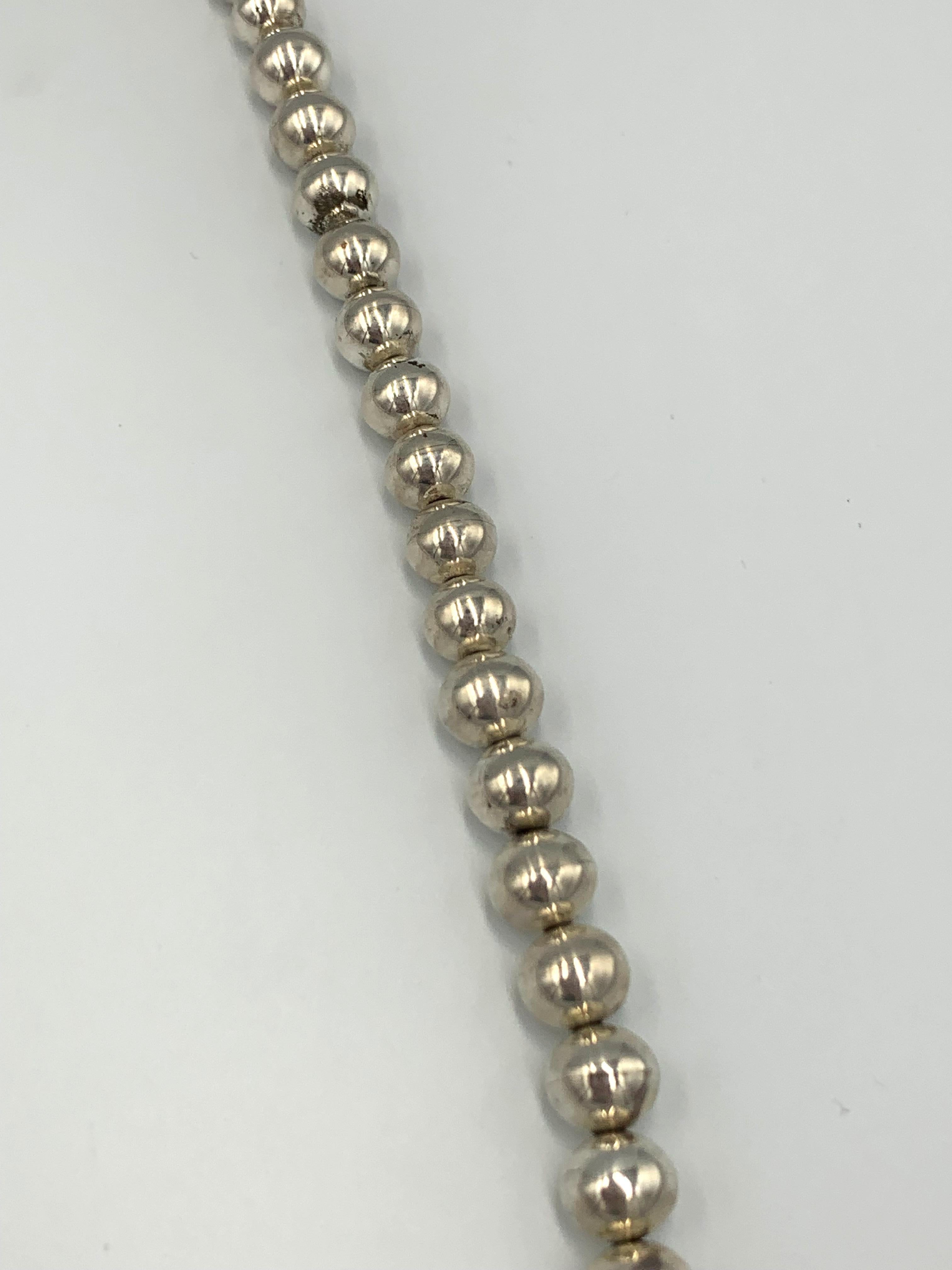 Collar de plata de ley con perlas navajo de 35