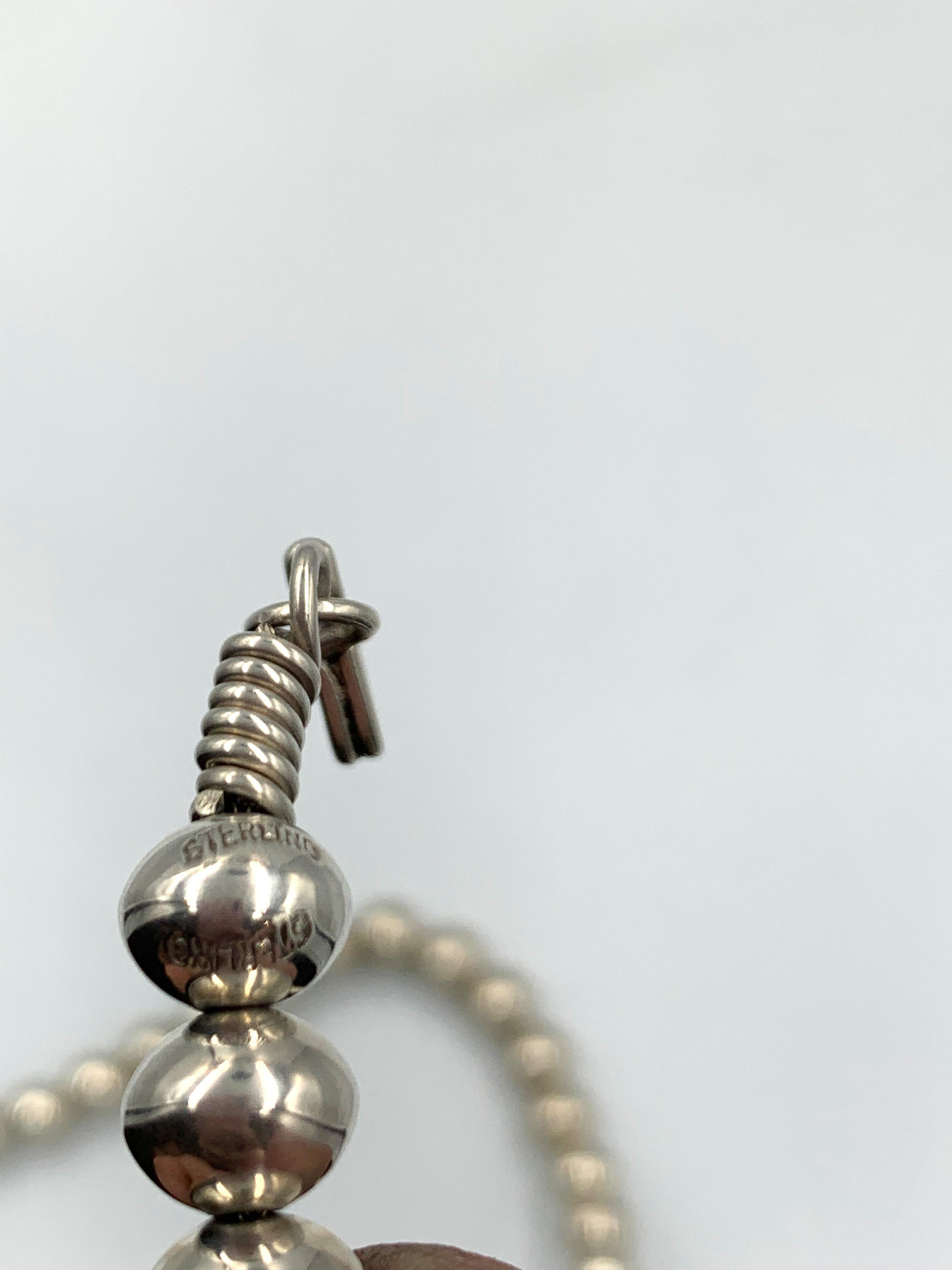 Collar de plata de ley con perlas navajo de 35