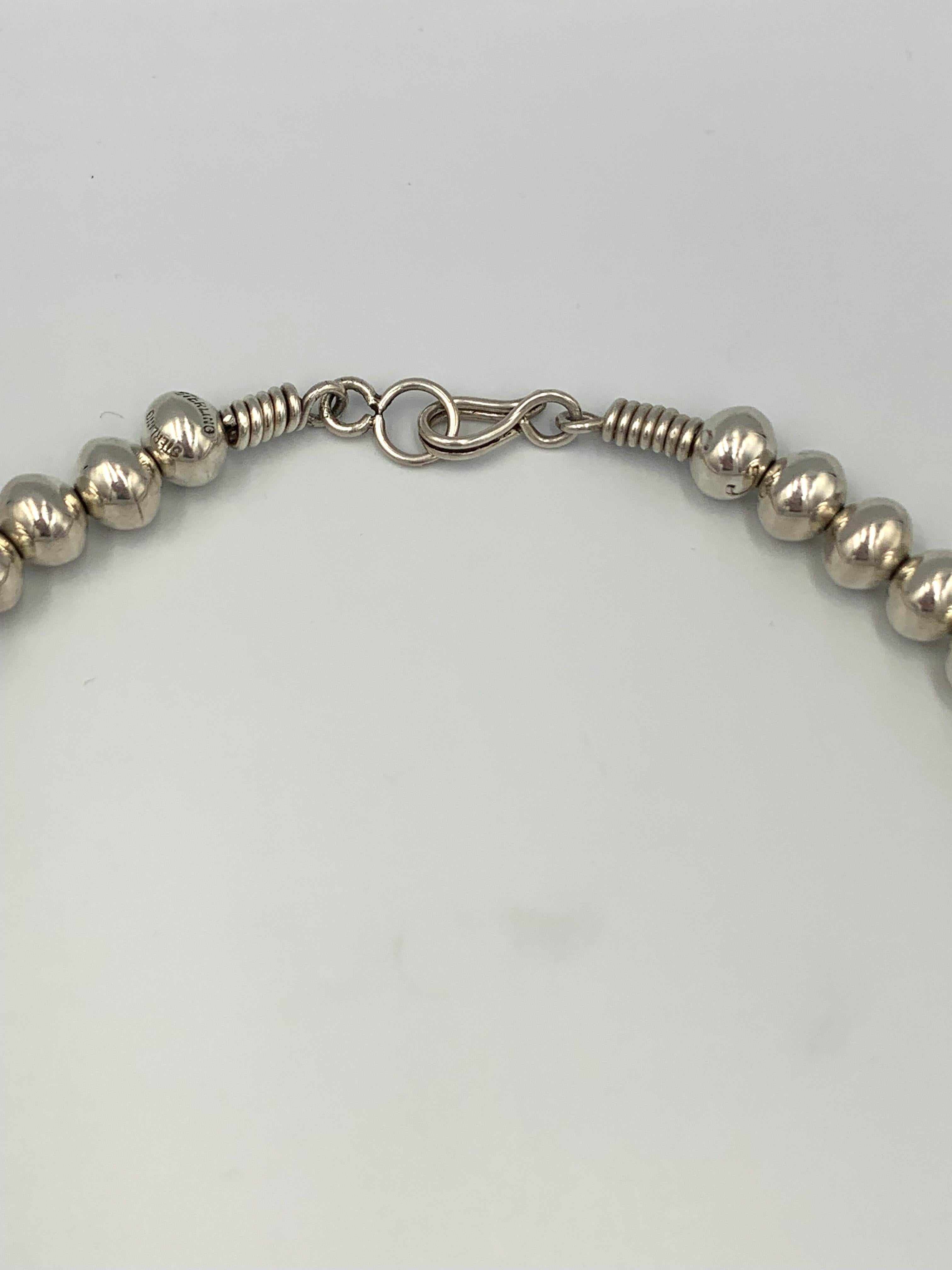 Collar de plata de ley con perlas navajo de 35