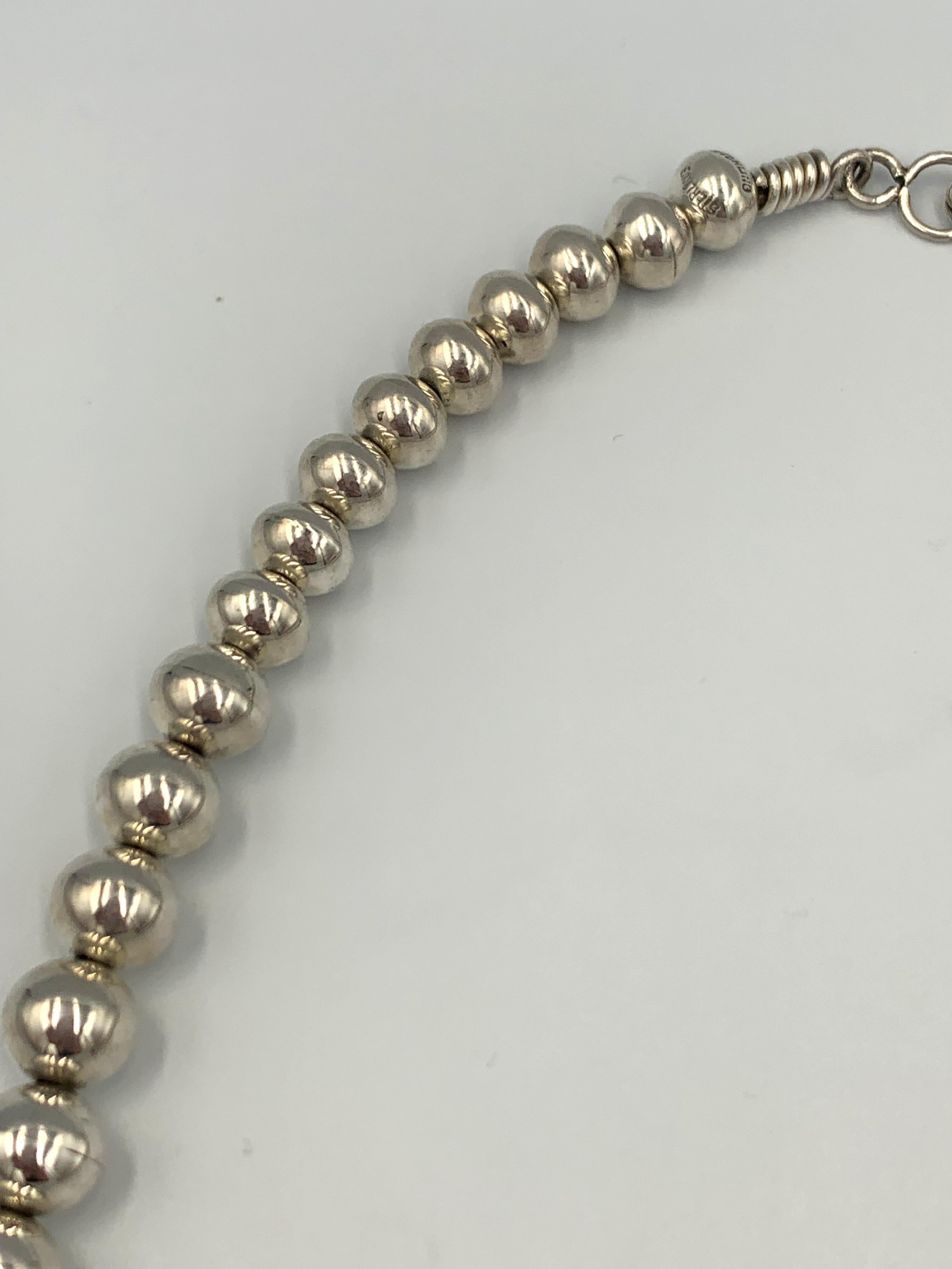 Collar de plata de ley con perlas navajo de 35