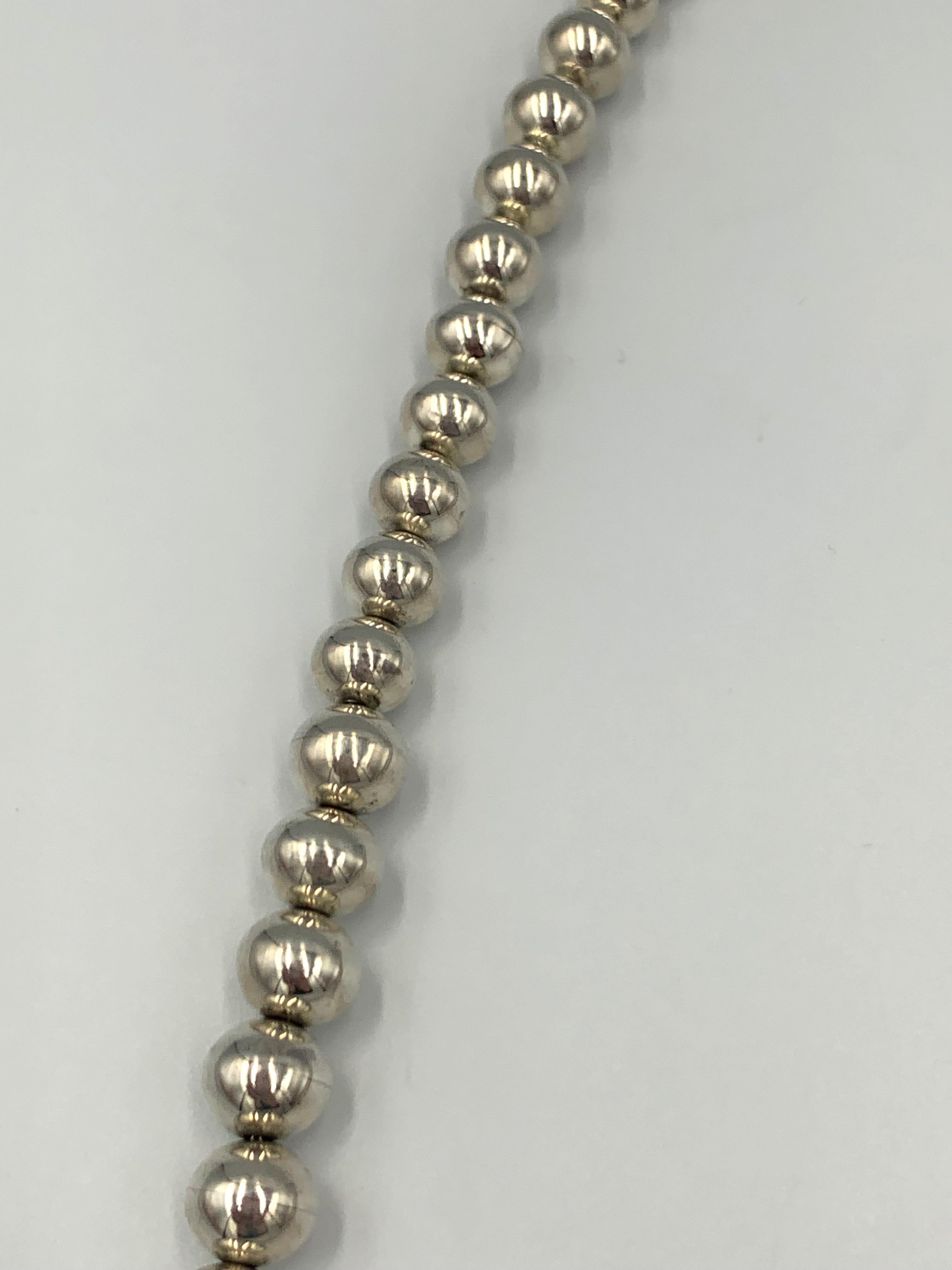 Femenino o masculino Collar de plata de ley con perlas navajo de 35