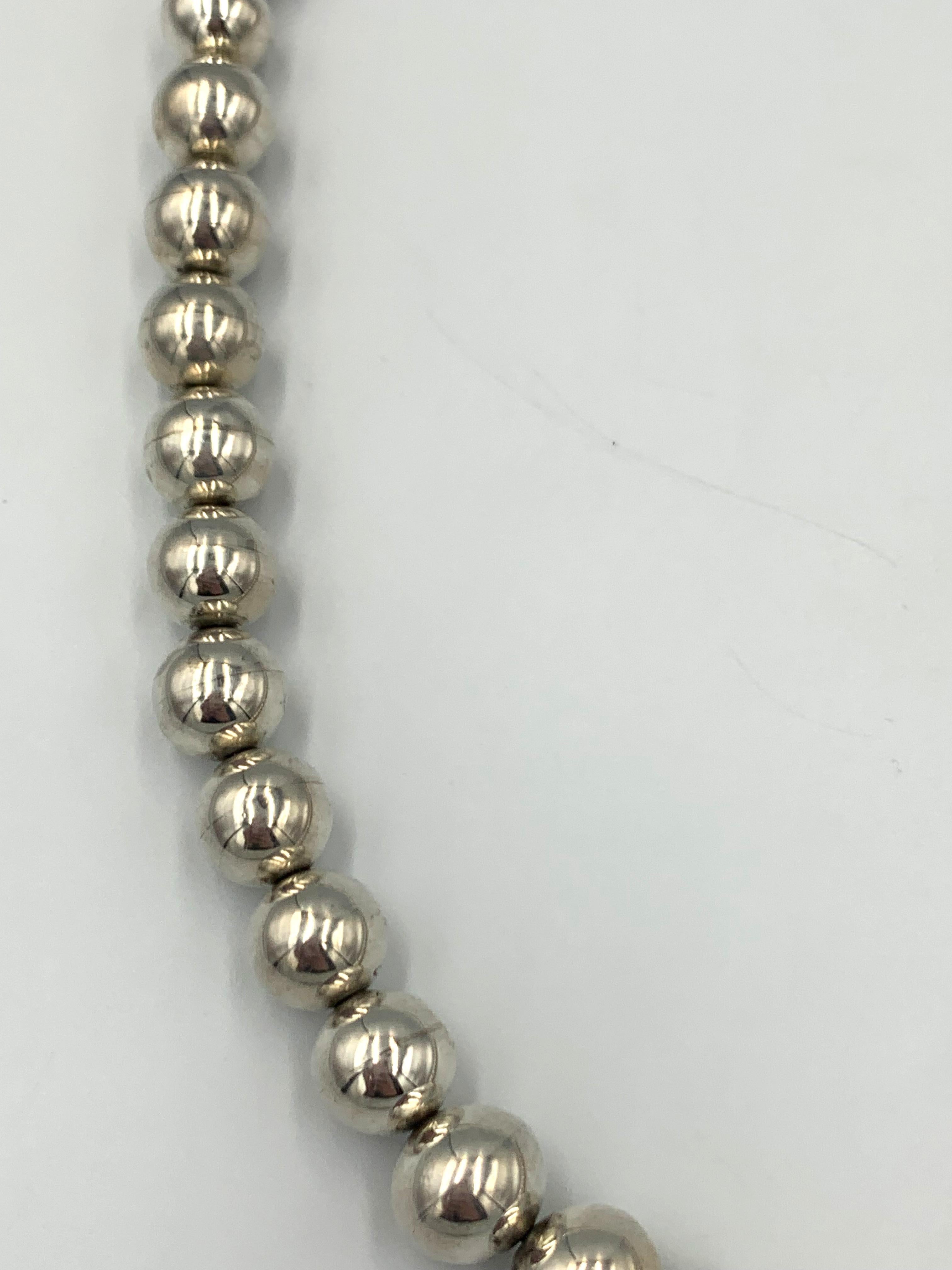 Collar de plata de ley con perlas navajo de 35