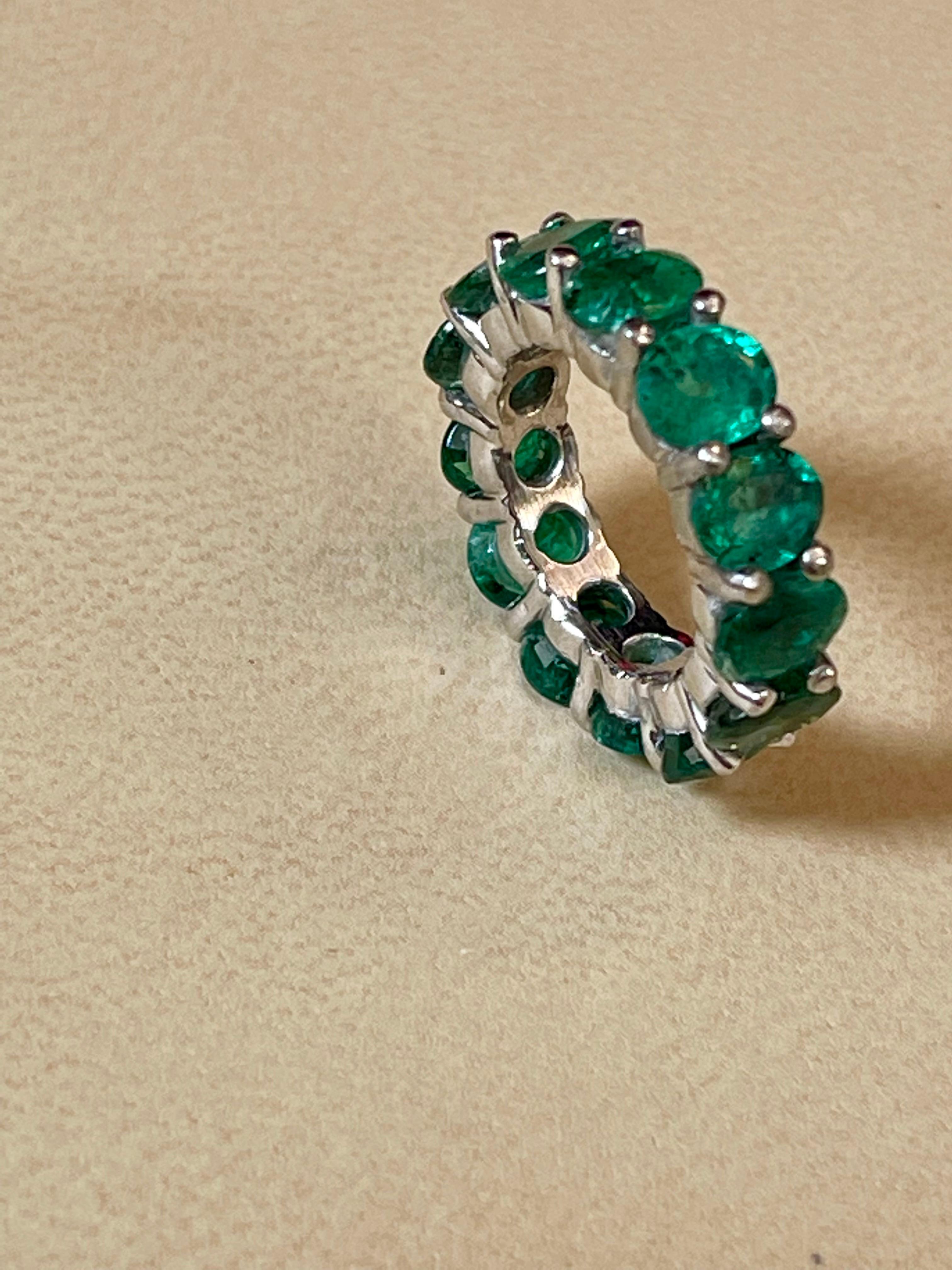 35 Pointer Each 4.5 Carat Emerald Anniversary Eternity Band / Ring in Platinum For Sale 3