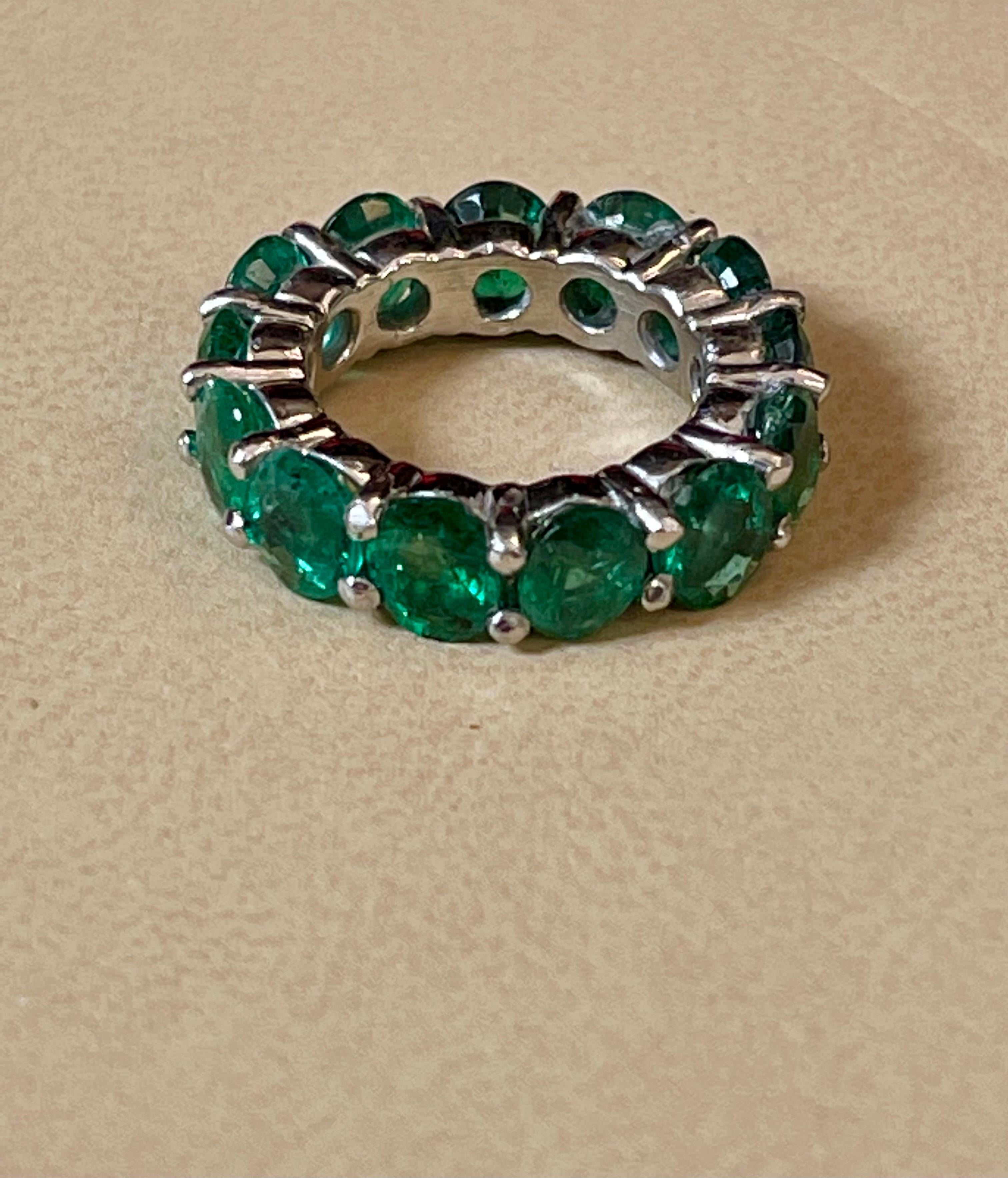 35 Pointer Each 4.5 Carat Emerald Anniversary Eternity Band / Ring in Platinum For Sale 1