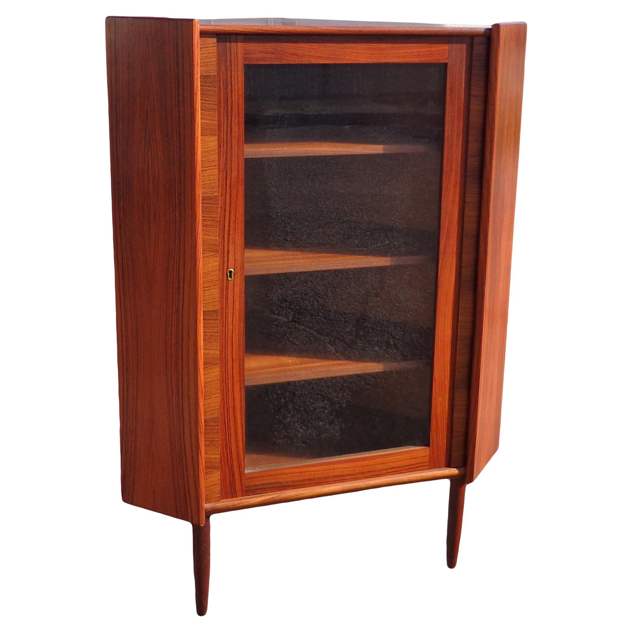 Scandinavian Rosewood Corner Cabinet For Sale