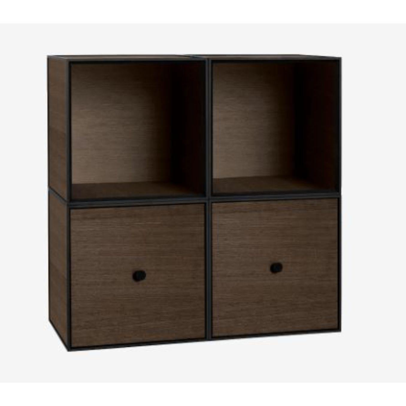 35 smoked oak frame square standard box by Lassen
Dimensions: D 70 x W 35 x H 70 cm 
Materials: Finér, Melamin, Melamine, Metal, Veneer, Oak
Also available in different colours and dimensions.
Weight: 23.74 Kg

By Lassen is a Danish design