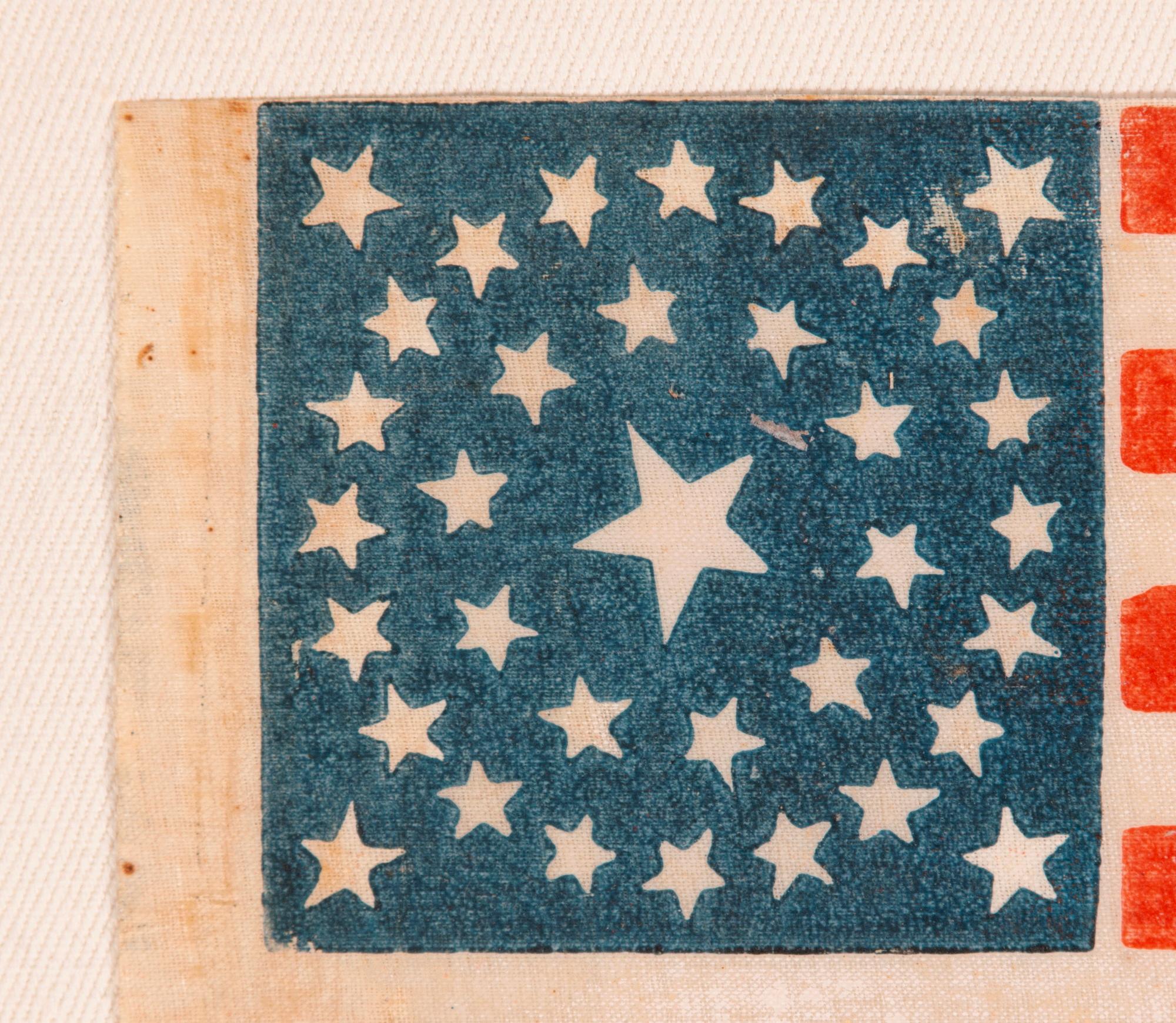 35 Star Antique American Parade Flag, West Virginia Statehood, ca 1863-1865 In Good Condition For Sale In York County, PA