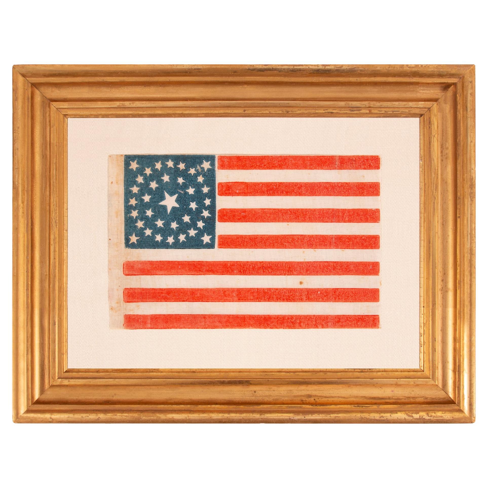 35 Star Antique American Parade Flag, West Virginia Statehood, ca 1863-1865