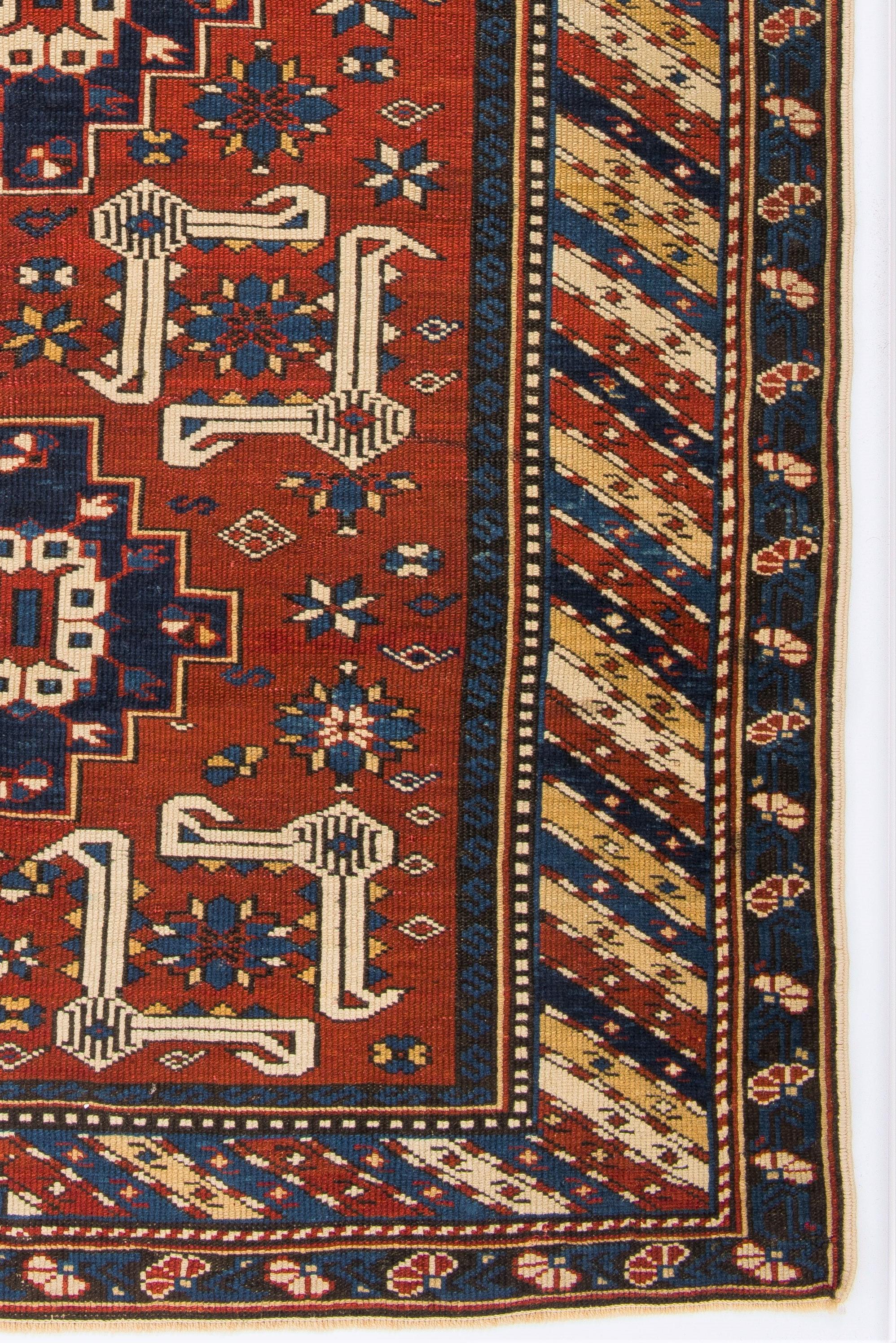 Kazak 3.5x5.3 ft Antique Caucasian Karagashli Shirvan Rug, Ca 1880 For Sale