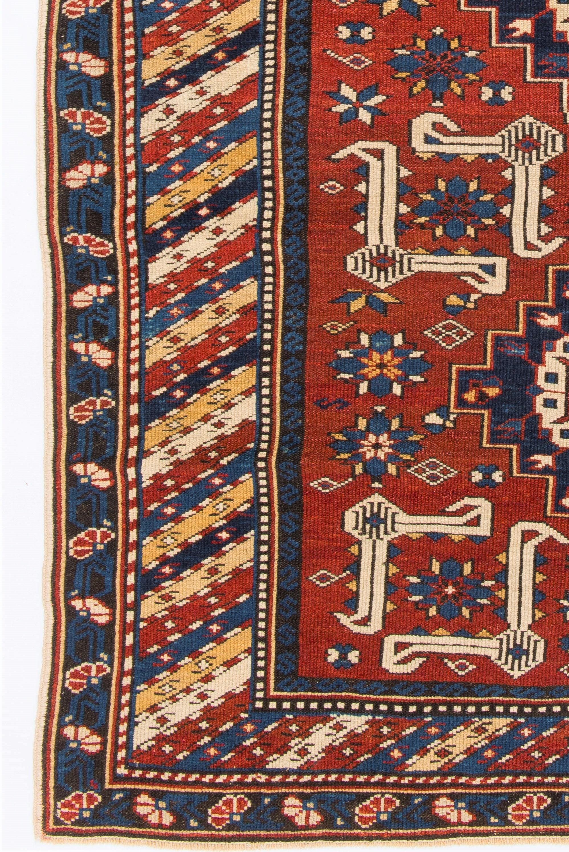 Hand-Knotted 3.5x5.3 ft Antique Caucasian Karagashli Shirvan Rug, Ca 1880 For Sale