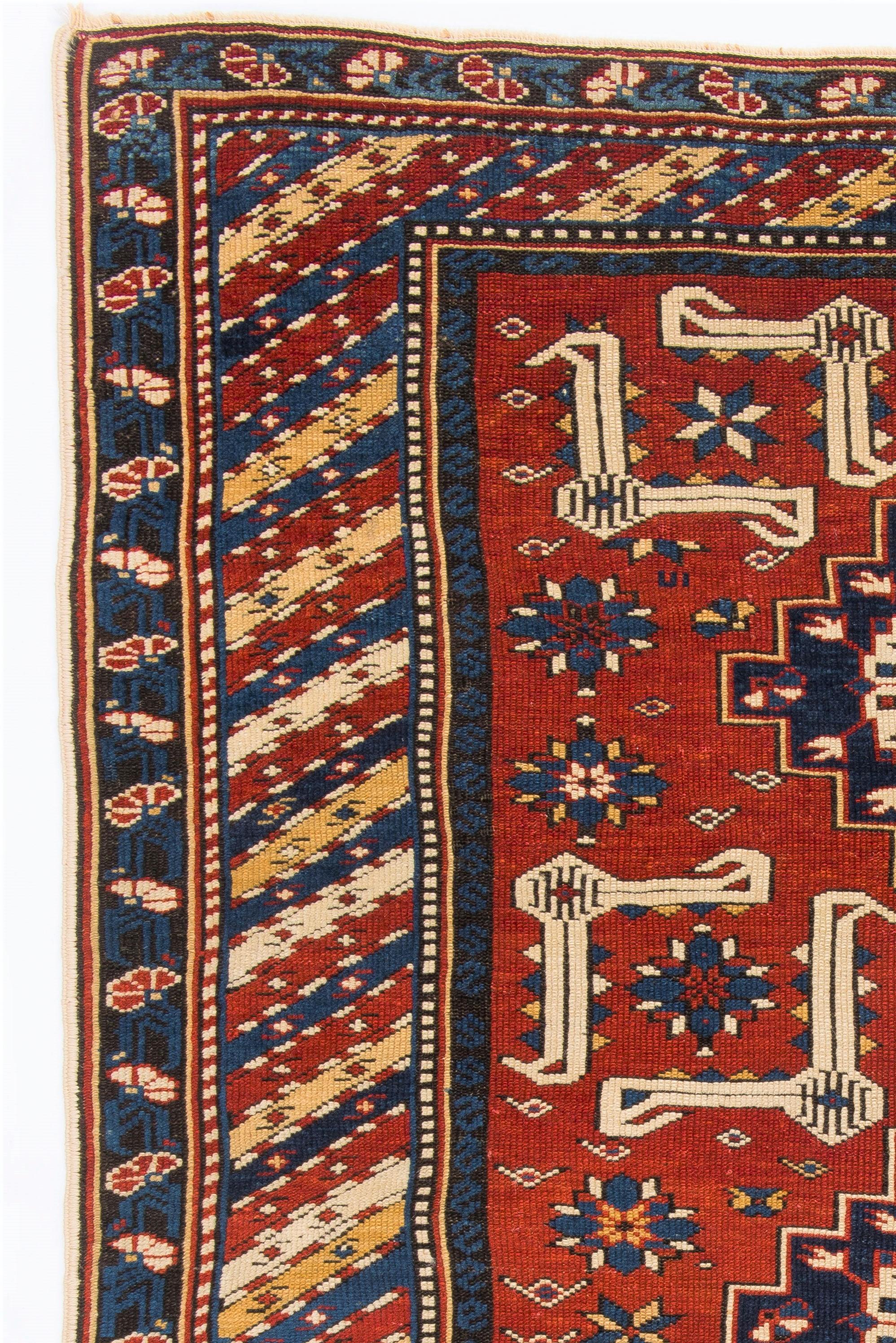 19th Century 3.5x5.3 ft Antique Caucasian Karagashli Shirvan Rug, Ca 1880 For Sale