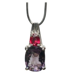 3.50 Carat Burmese Purple and Red Spinel Pendant Necklace Platinum 18 Karat