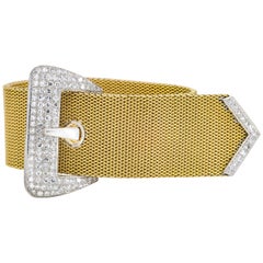 3.50 Carat 18 Karat White and Yellow Gold Diamond Buckle Bracelet