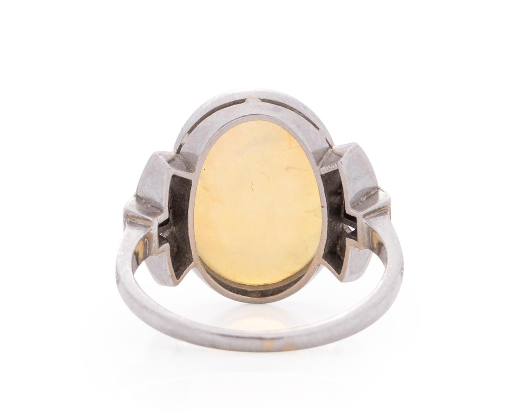 3.50 Carat Art Deco Opal Platinum Engagement Ring In Good Condition For Sale In Atlanta, GA