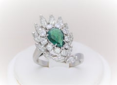 3.50 Carat Art Deco Platinum Emerald and Diamond Dinner Ring