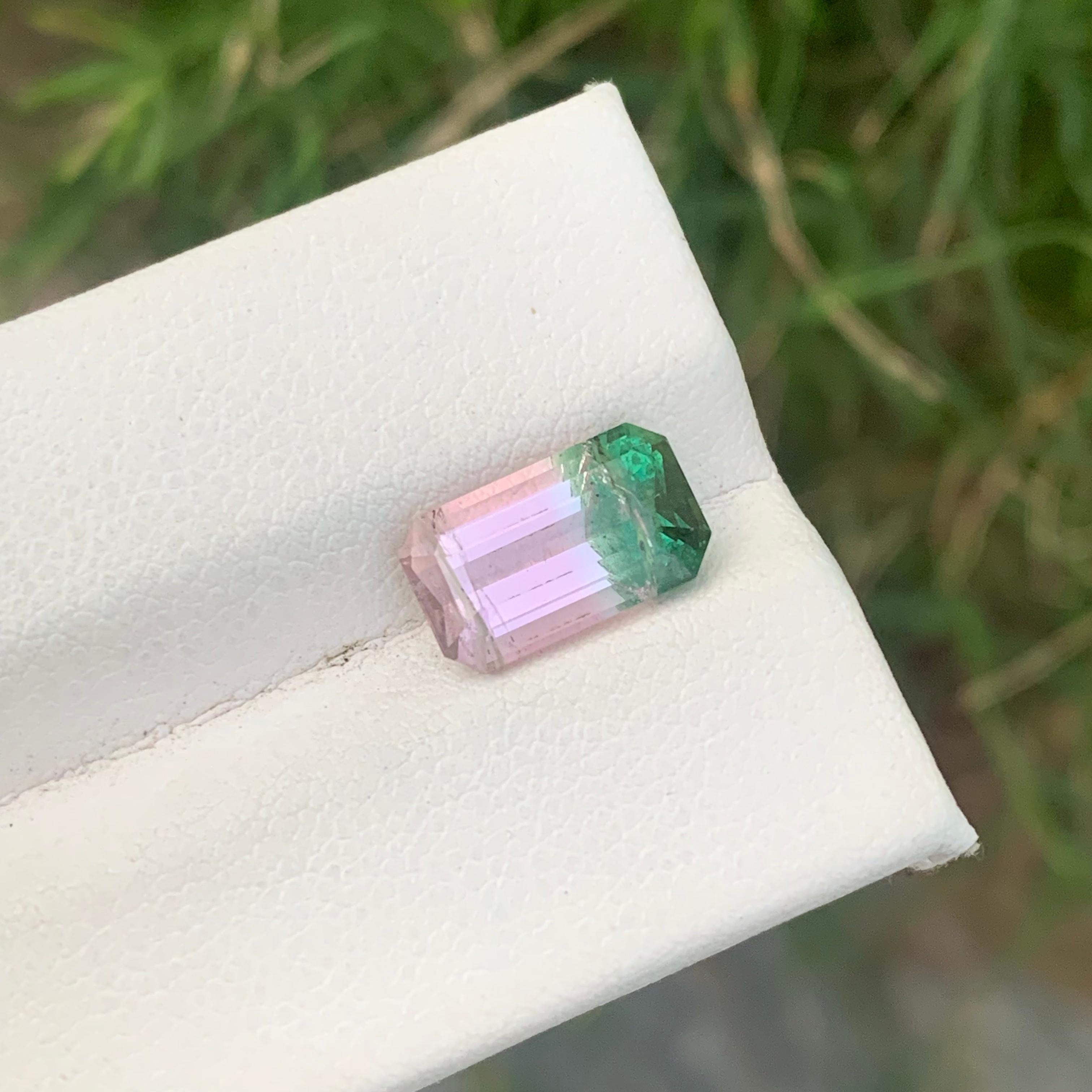 3.50 Carat Blossoming Harmony Pink and Green Bi Color Tourmaline in Emerald Cut 2