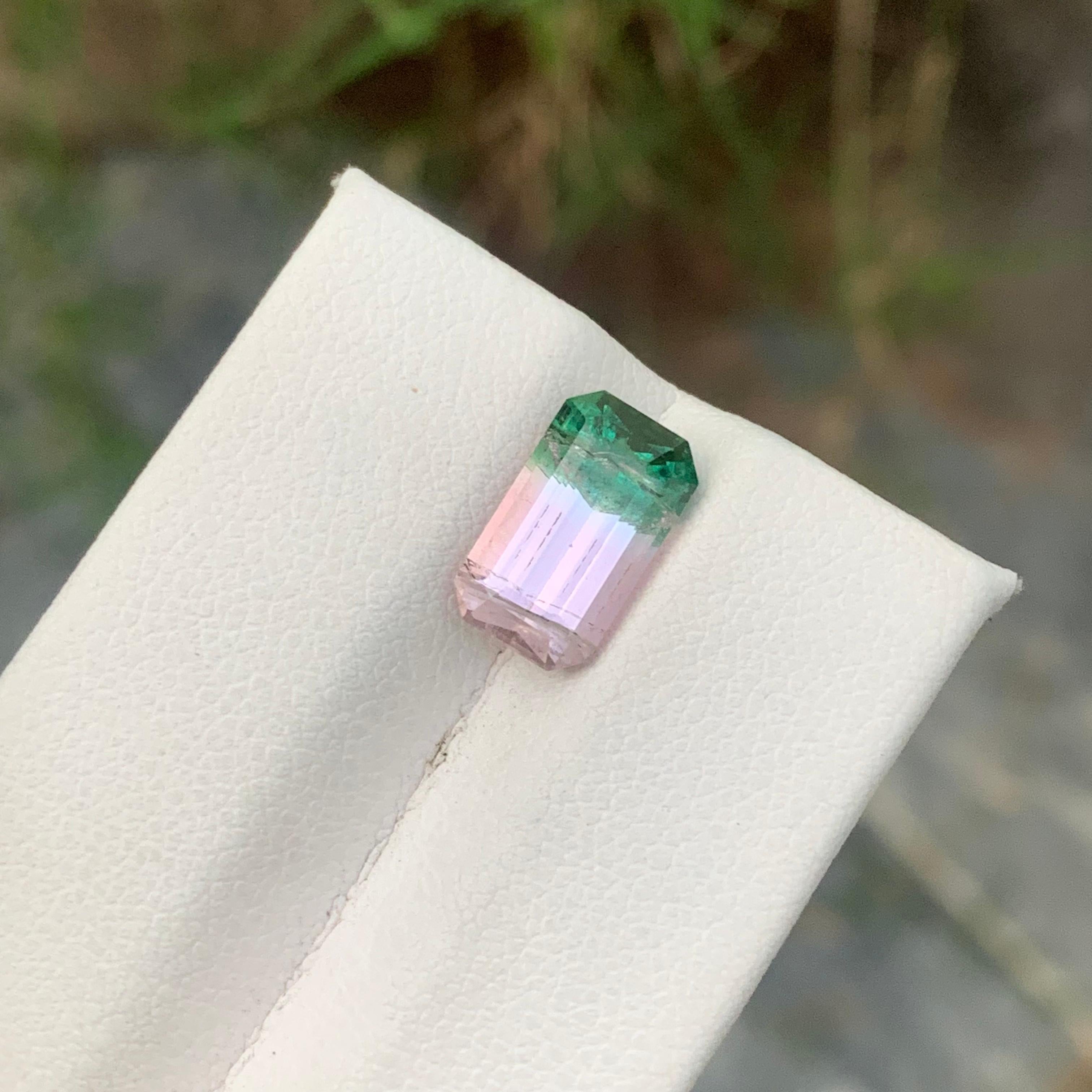 3.50 Carat Blossoming Harmony Pink and Green Bi Color Tourmaline in Emerald Cut 5