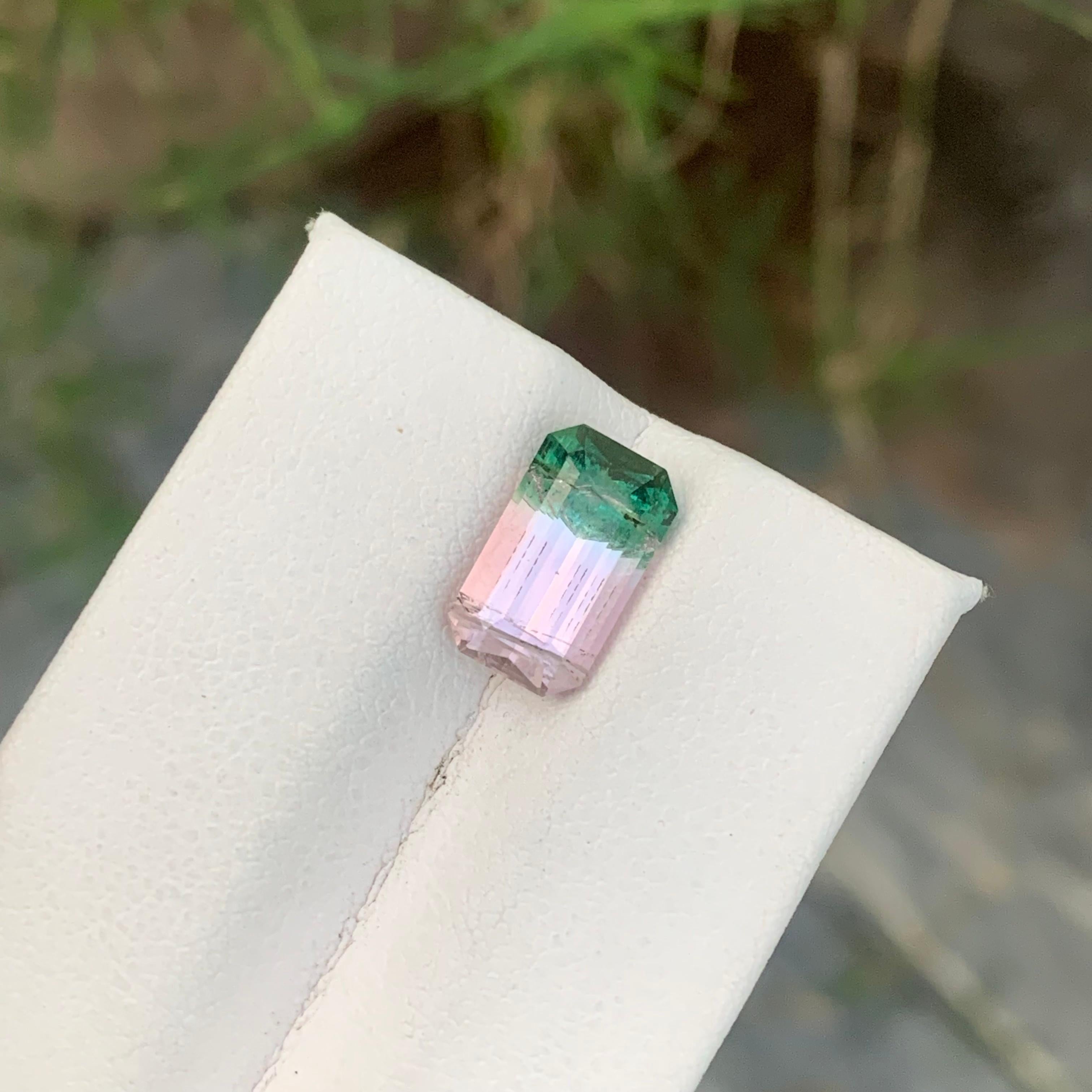 3.50 Carat Blossoming Harmony Pink and Green Bi Color Tourmaline in Emerald Cut 6