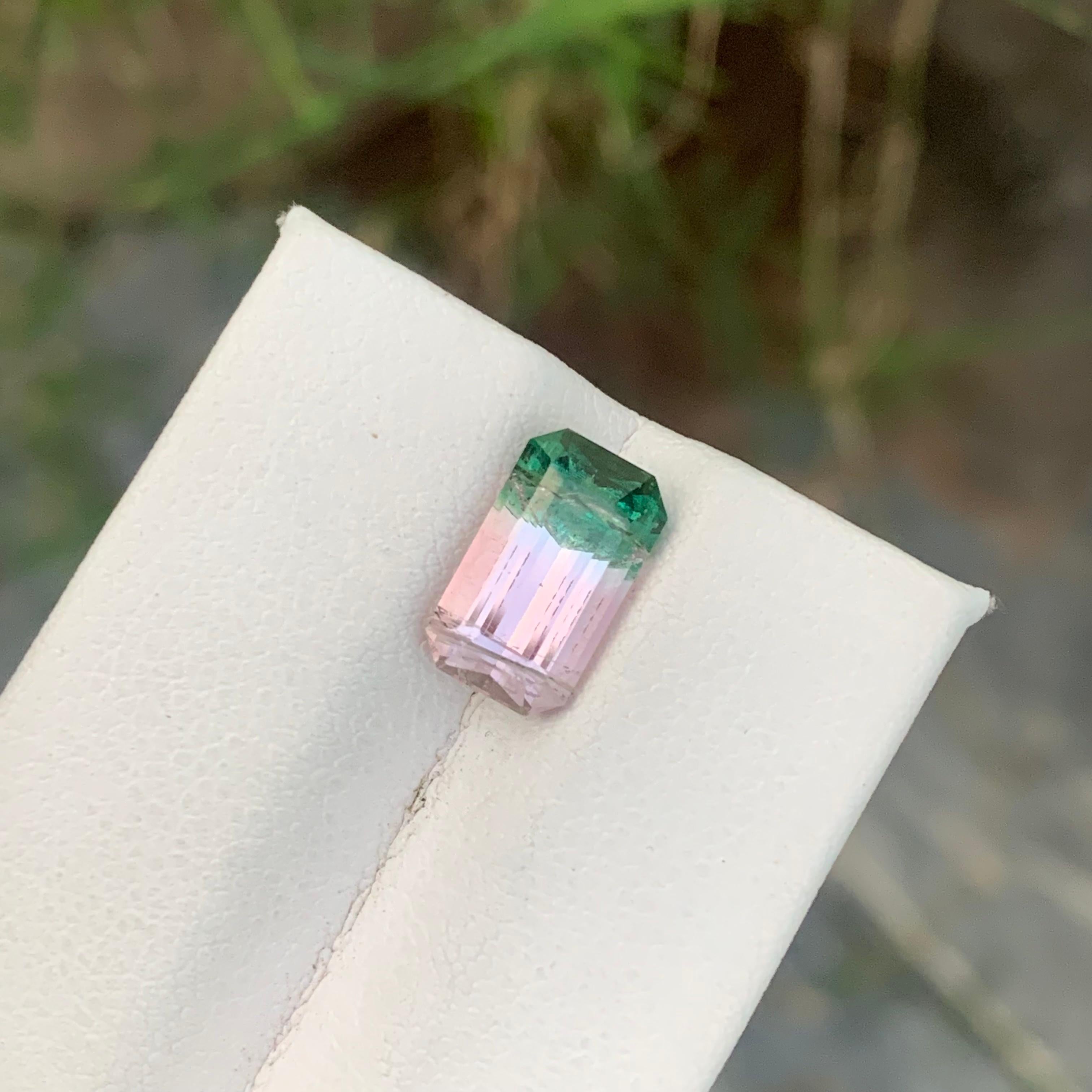 3.50 Carat Blossoming Harmony Pink and Green Bi Color Tourmaline in Emerald Cut 7