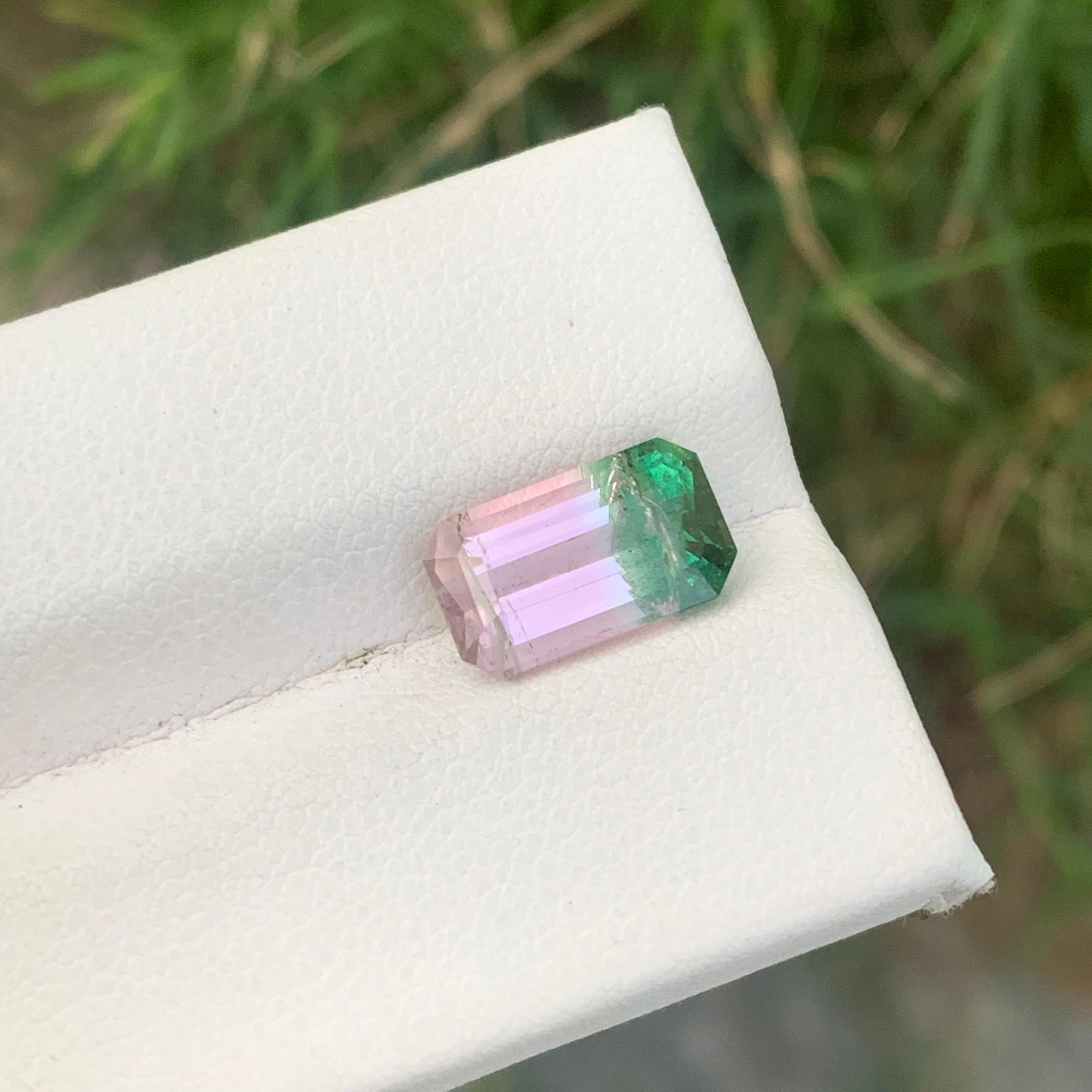 3.50 Carat Blossoming Harmony Pink and Green Bi Color Tourmaline in Emerald Cut 11