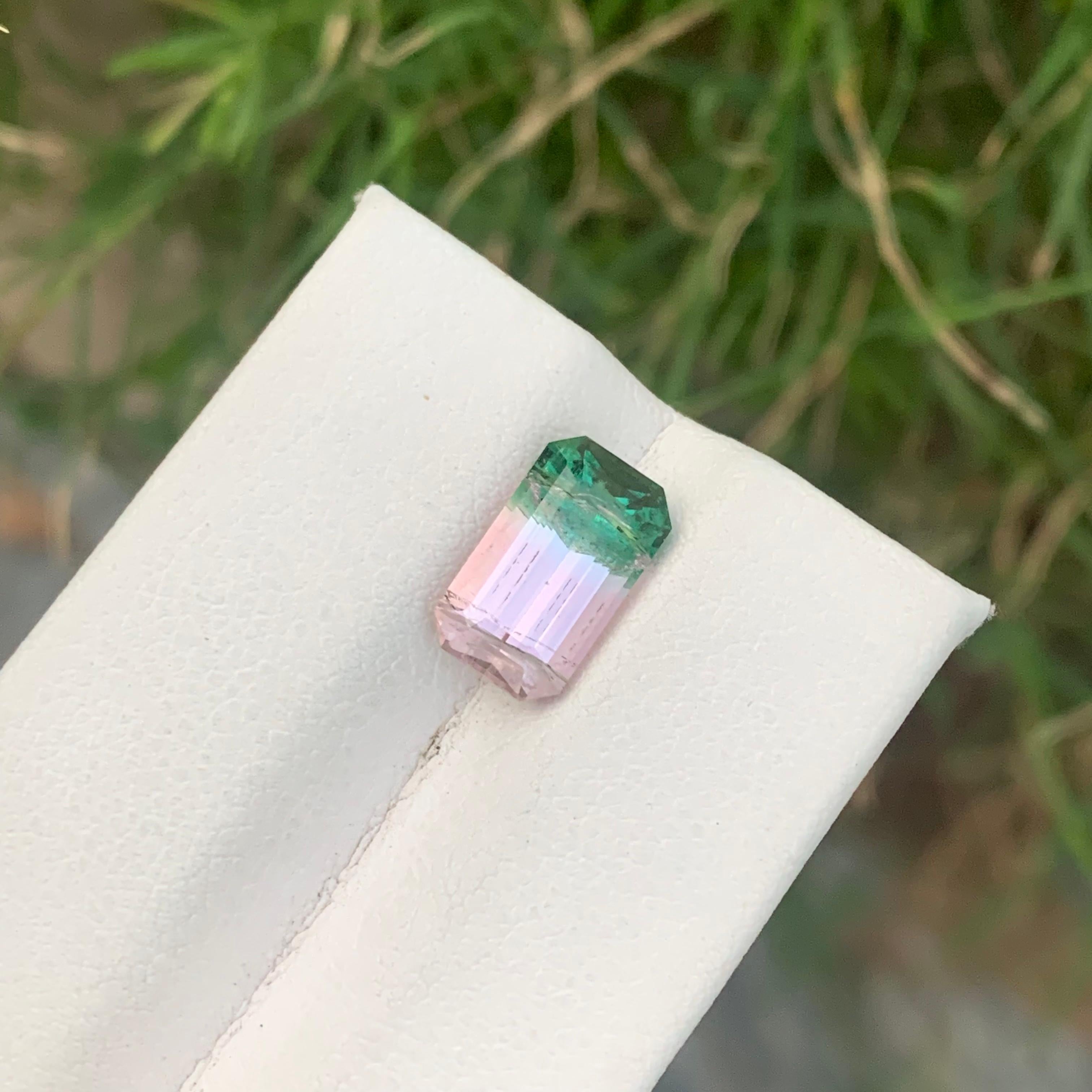 3.50 Carat Blossoming Harmony Pink and Green Bi Color Tourmaline in Emerald Cut 18