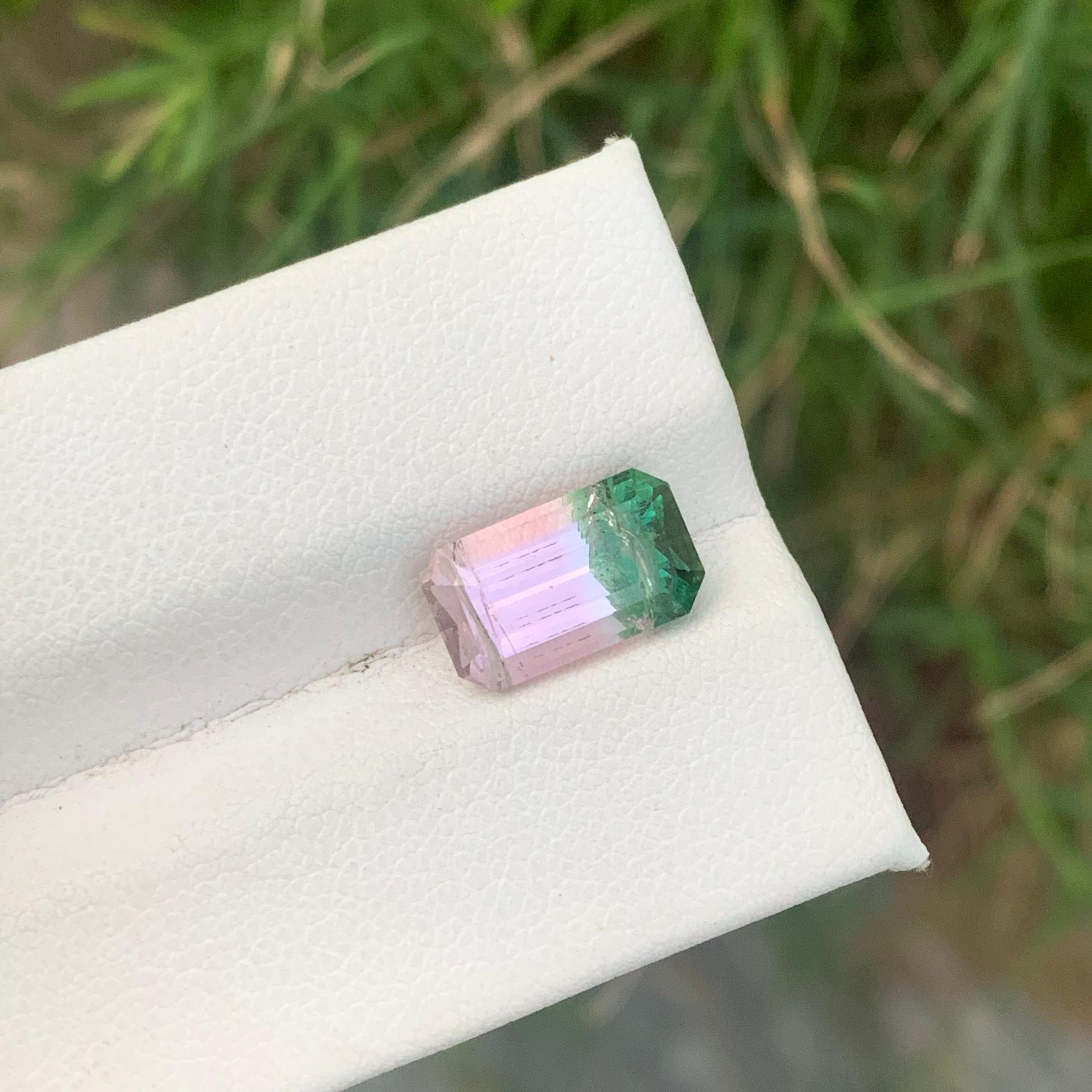 3.50 Carat Blossoming Harmony Pink and Green Bi Color Tourmaline in Emerald Cut 26