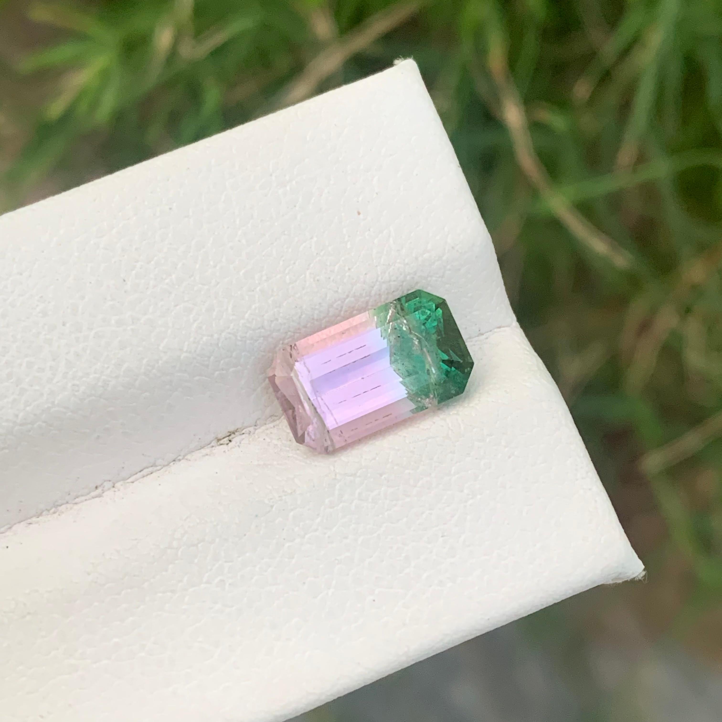 3.50 Carat Blossoming Harmony Pink and Green Bi Color Tourmaline in Emerald Cut 27