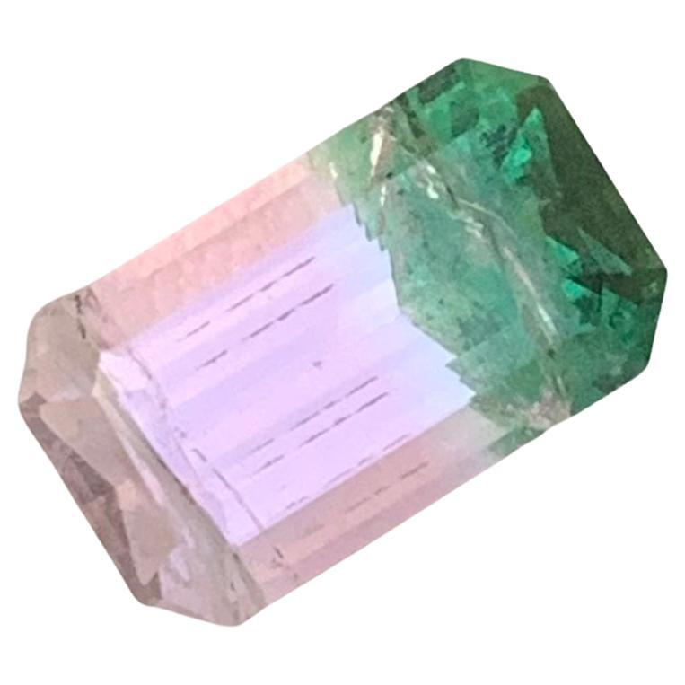 3.50 Carat Blossoming Harmony Pink and Green Bi Color Tourmaline in Emerald Cut For Sale
