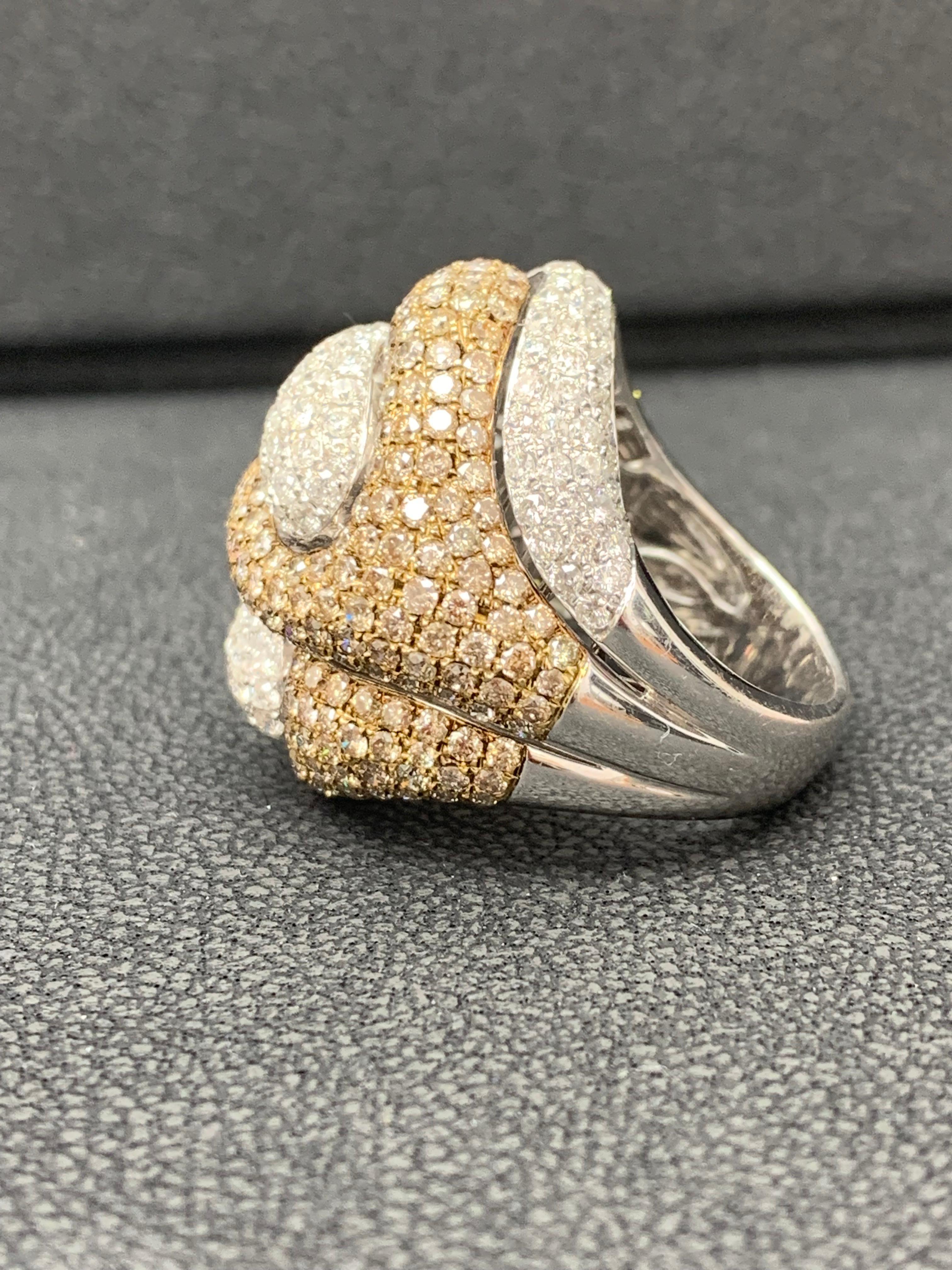 Modern 3.50 Carat Brown Diamond and Diamond Cocktail Ring in 18K White Gold For Sale