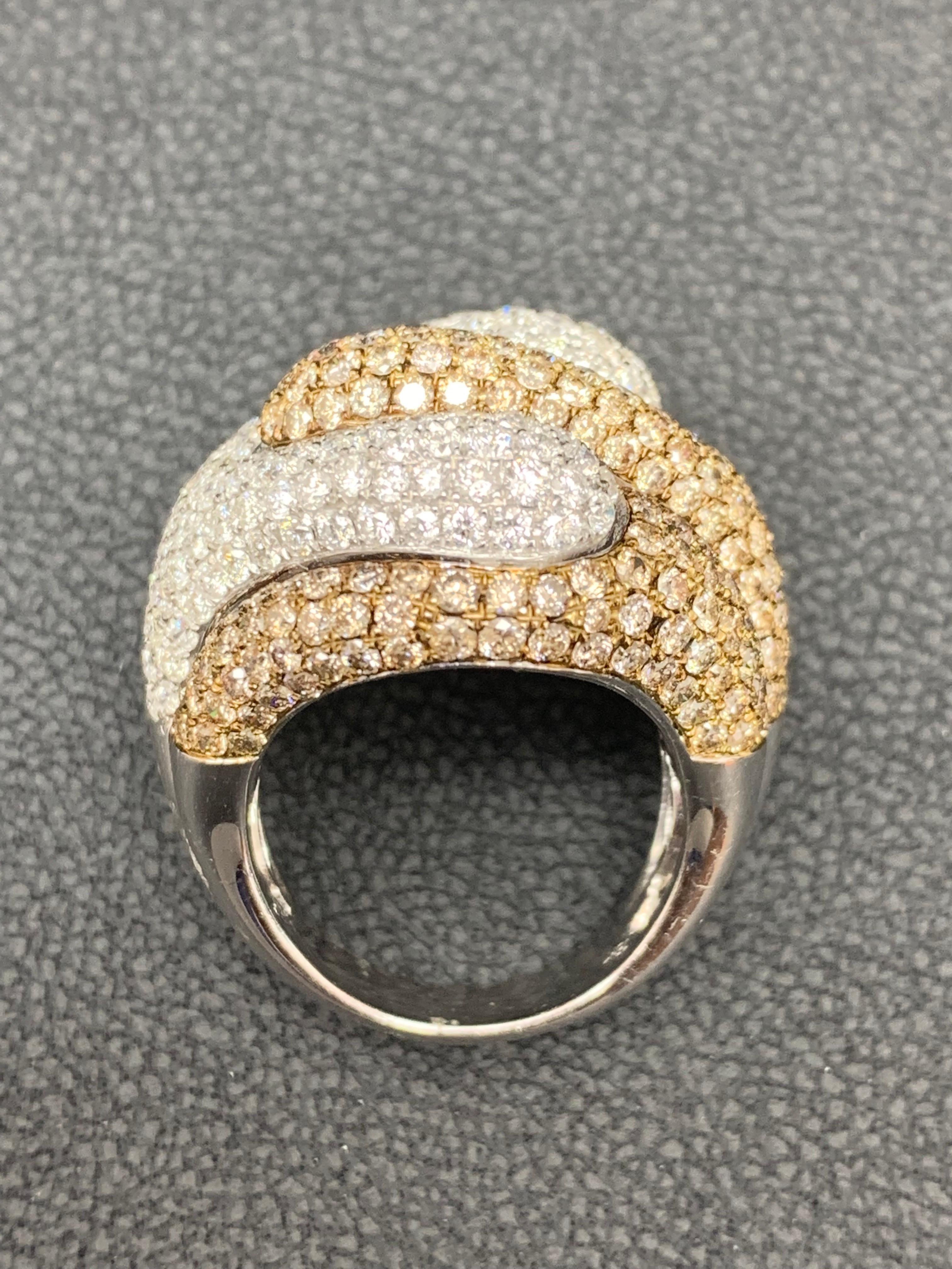 3.50 Carat Brown Diamond and Diamond Cocktail Ring in 18K White Gold In New Condition For Sale In NEW YORK, NY