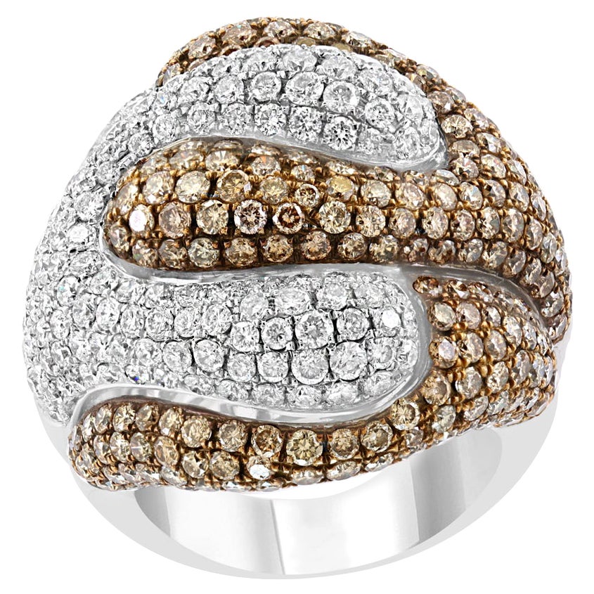 3.50 Carat Brown Diamond and Diamond Cocktail Ring in 18K White Gold For Sale