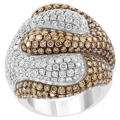 3.50 Carat Brown Diamond and Diamond Cocktail Ring in 18K White Gold