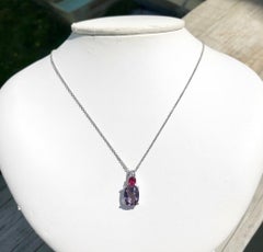 3.50 Carat Burma Purple and Red Spinel Pendant Necklace Platinum 18 Karat