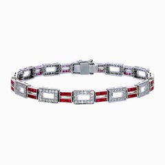 3.50 Carat Burma Ruby And Diamond Bracelet In 18 Karat White Gold